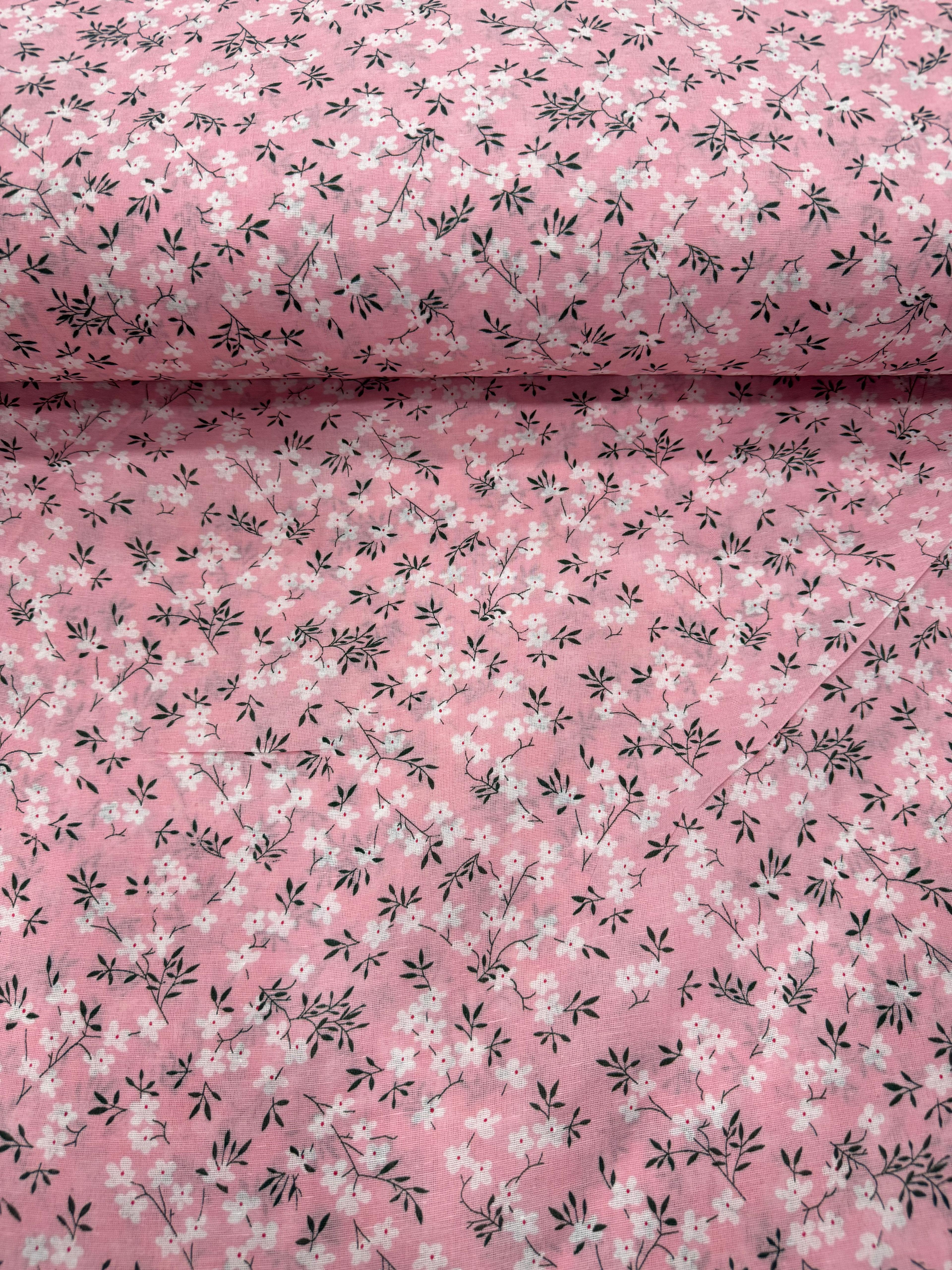 ÇARŞAF - NEVRESİM KUMAŞ - PEMBE ZEMİNE PAPATYA DESEN ÇARŞAF