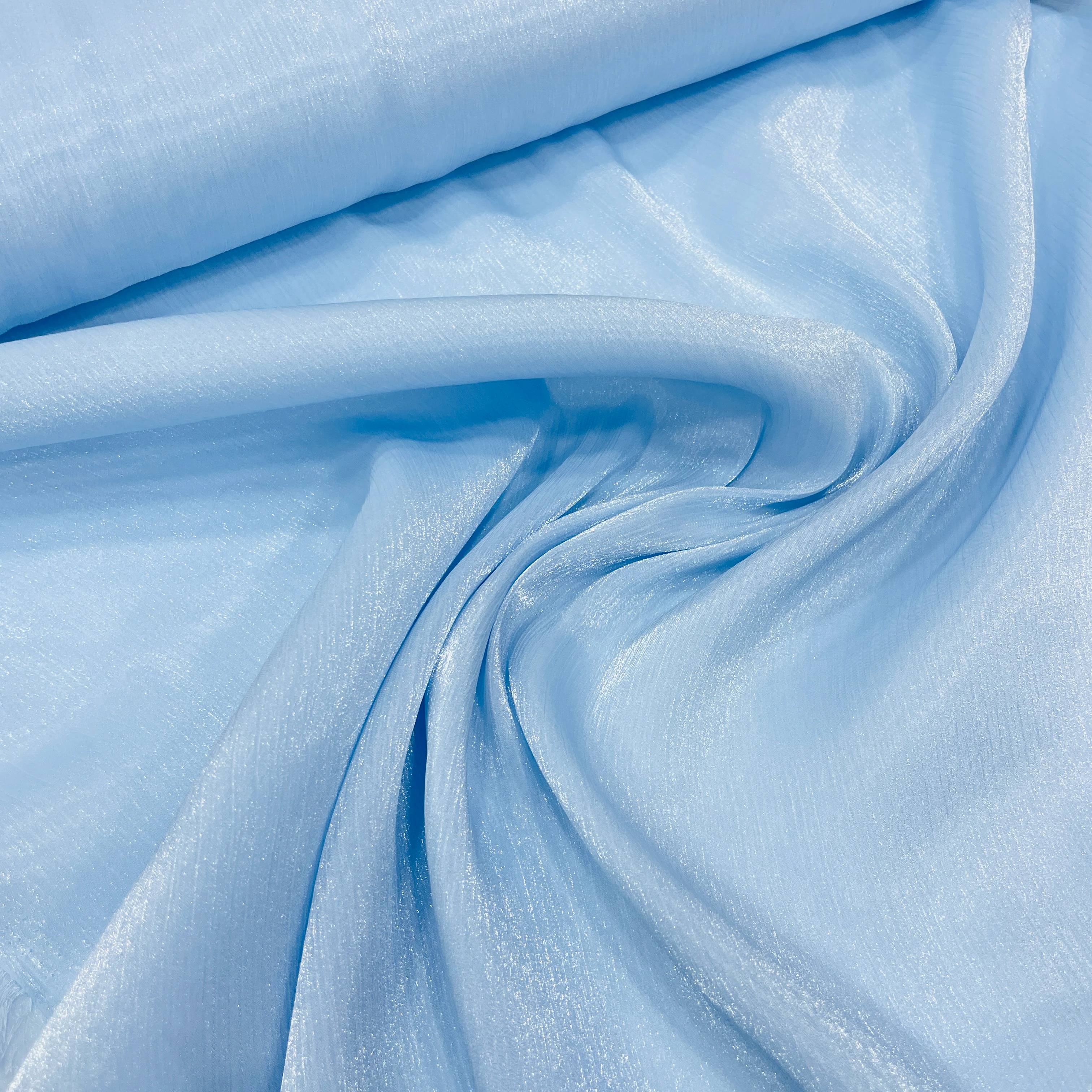 Mavi Işıltılı Organze Şifon Kumaş