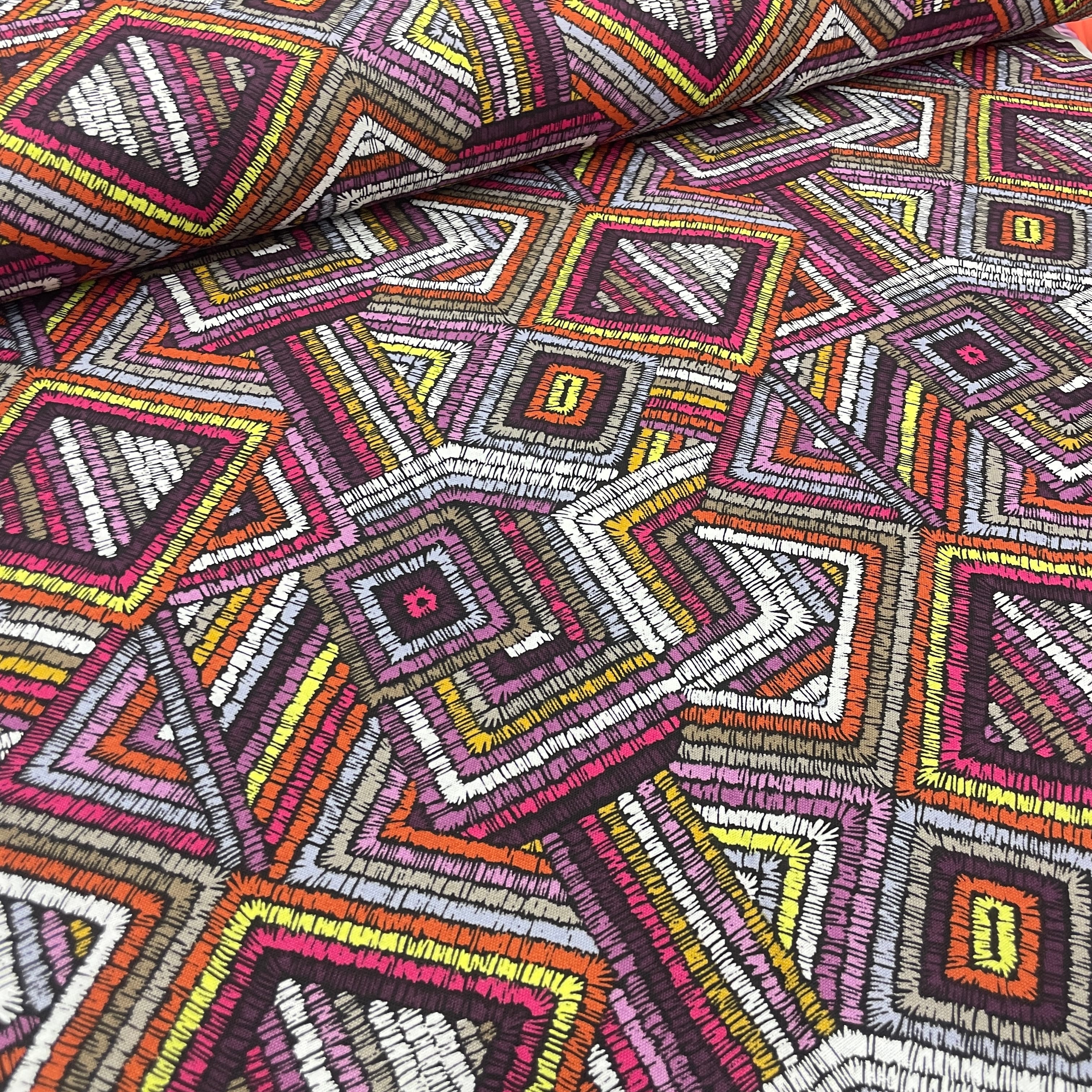 Geometrik Örgüler Duck Keten Kumaş – Döşemelik, Perdelik ve Masa Örtülük Kumaş - v1