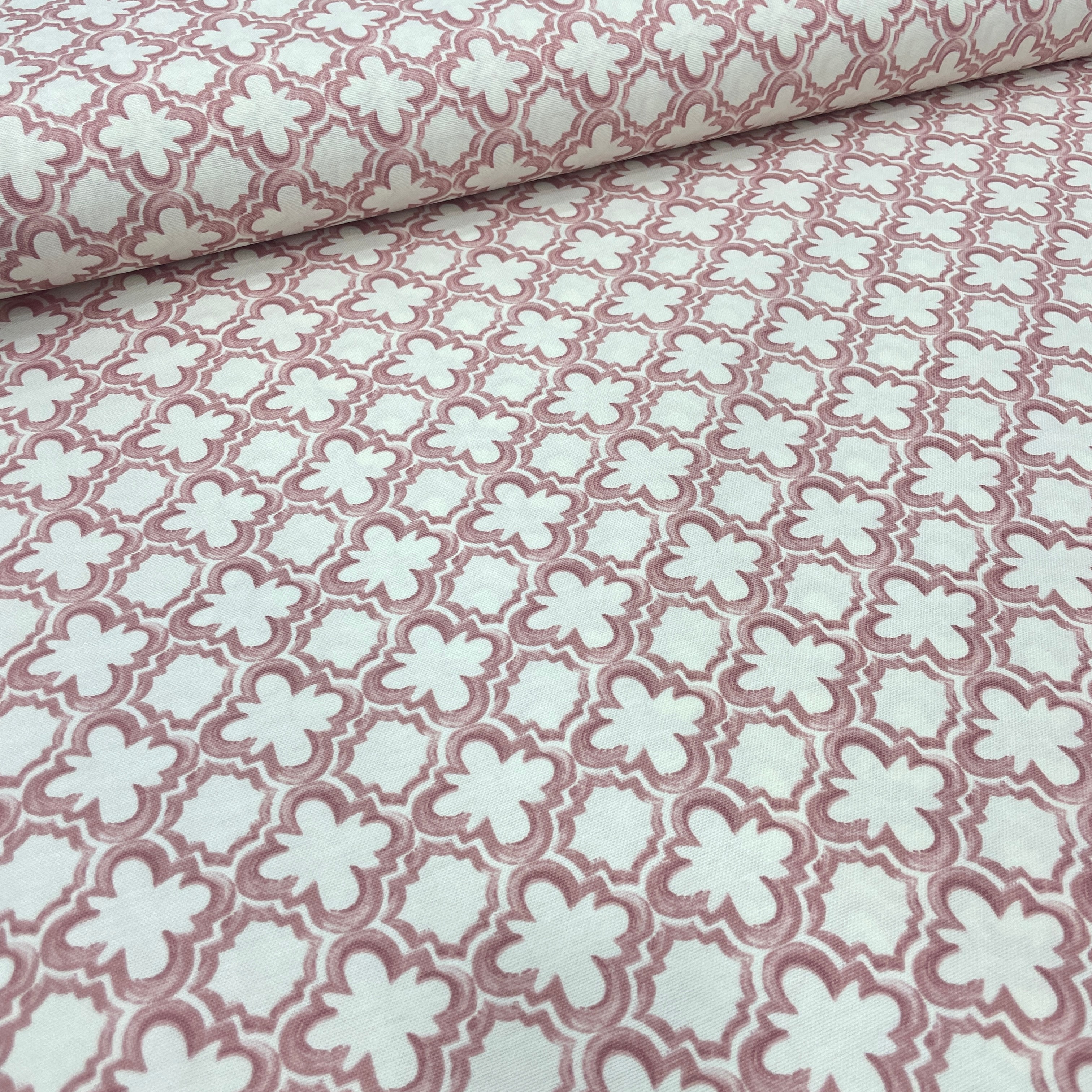 Minik Sur Desenli Duck Keten Kumaş – Döşemelik, Perdelik ve Masa Örtülük Kumaş - Pudra