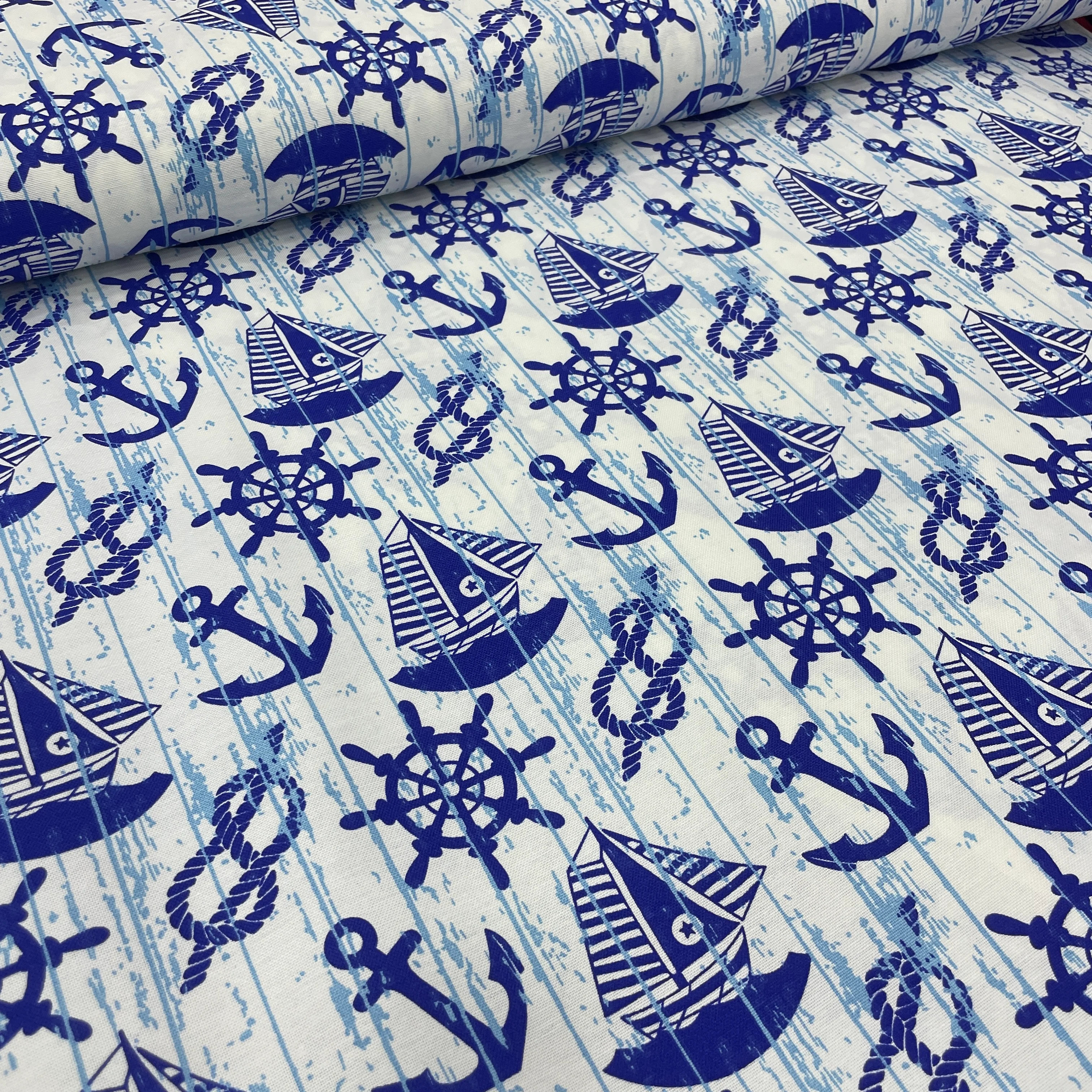 Eskitme Marin Duck Keten Kumaş – Döşemelik, Perdelik ve Masa Örtülük Kumaş - Açık Zemin