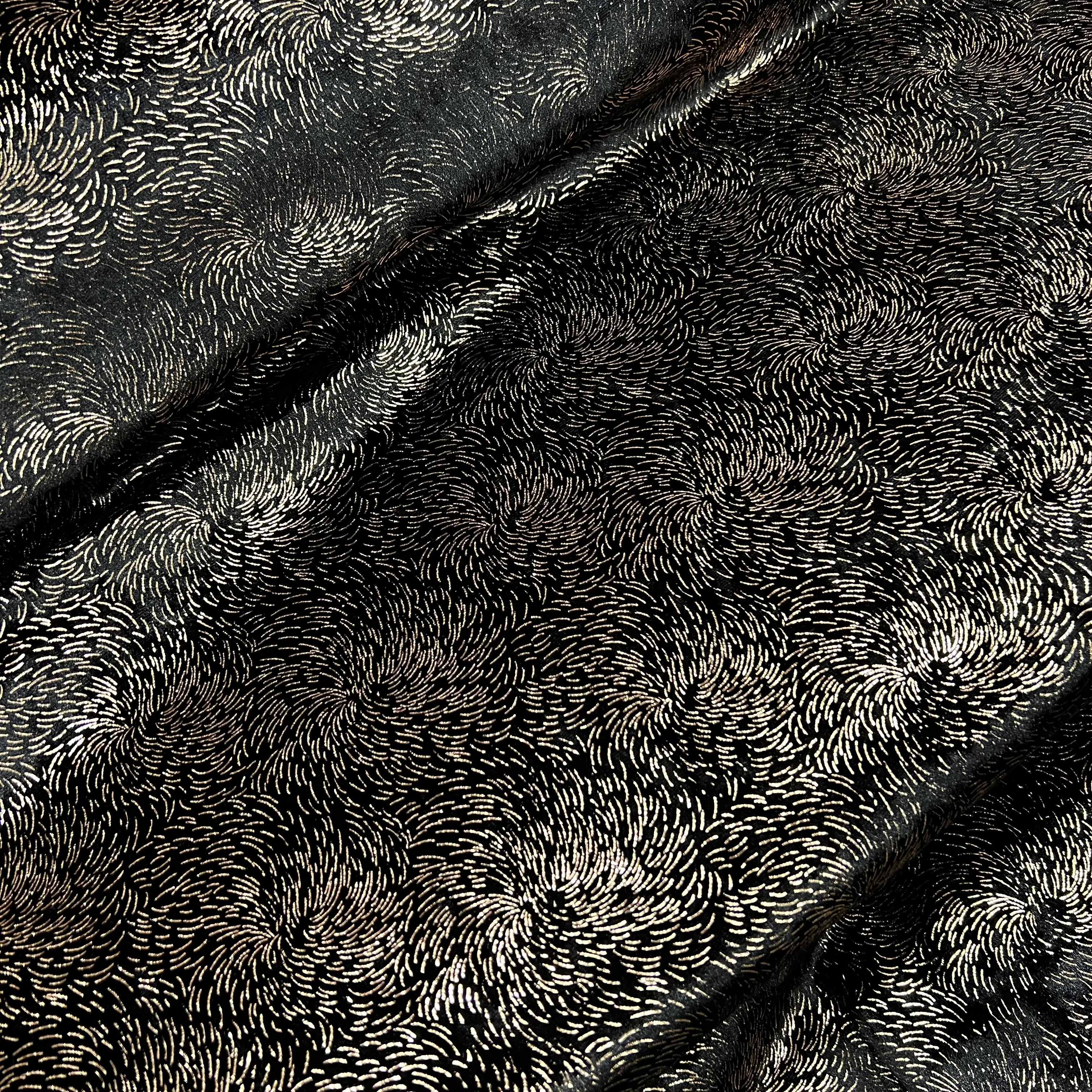 Bronz Jakarlı İpek Kadife Kumaş