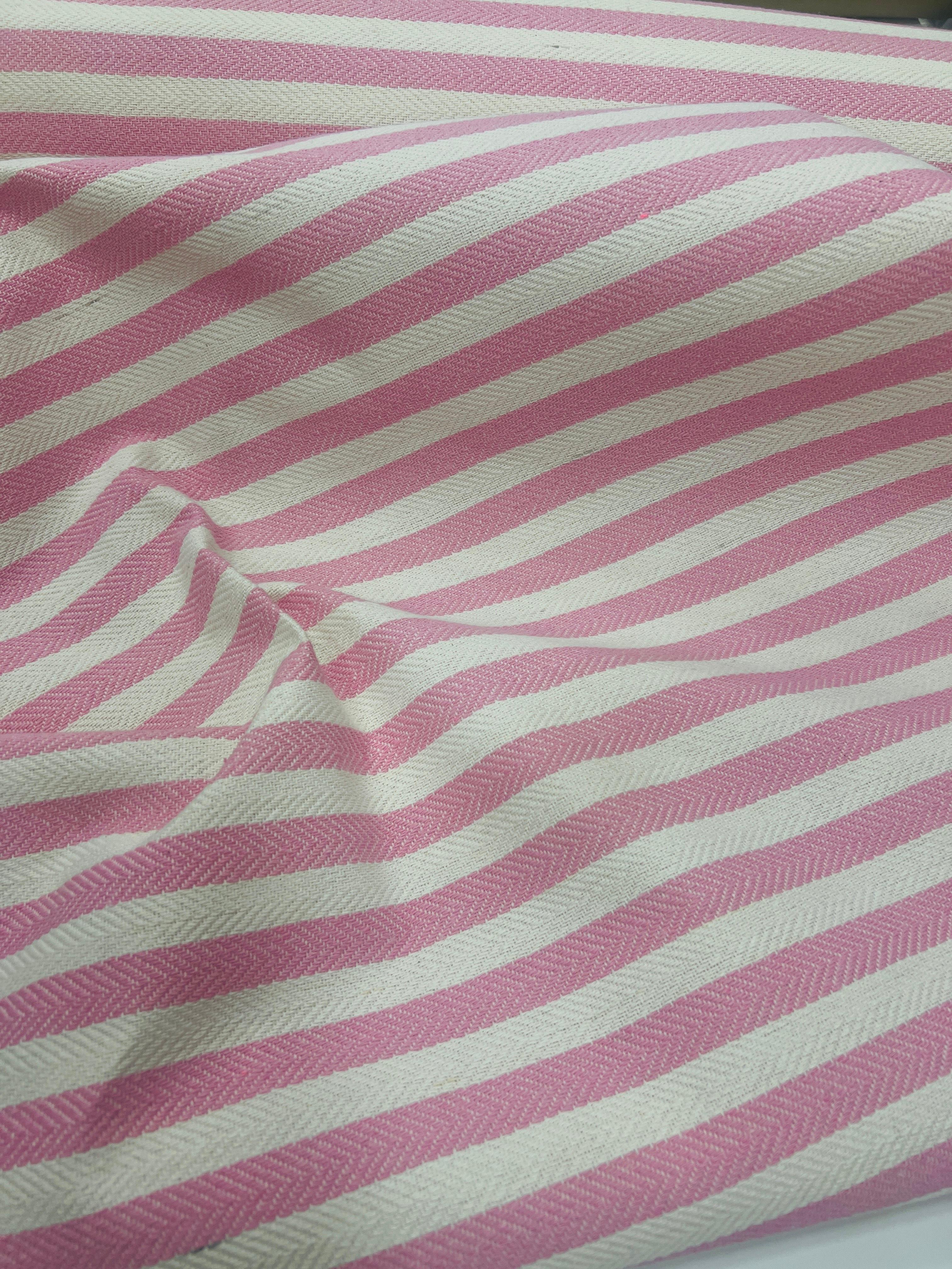 DOKUMA KANVAS EN 150cm - PEMBE ÇİZGİLİ KANVAS
