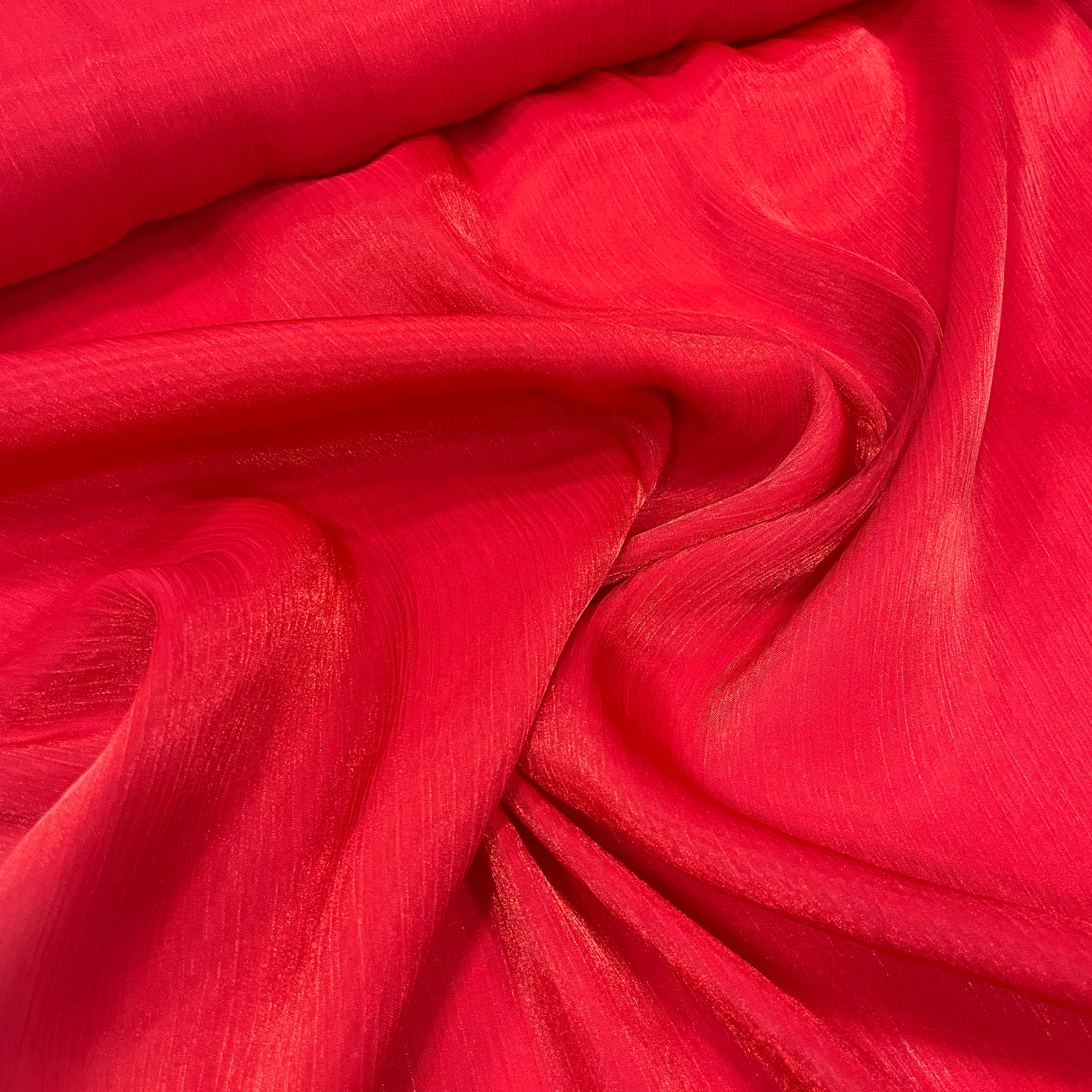 Kırmızı Işıltılı Organze Şifon Kumaş