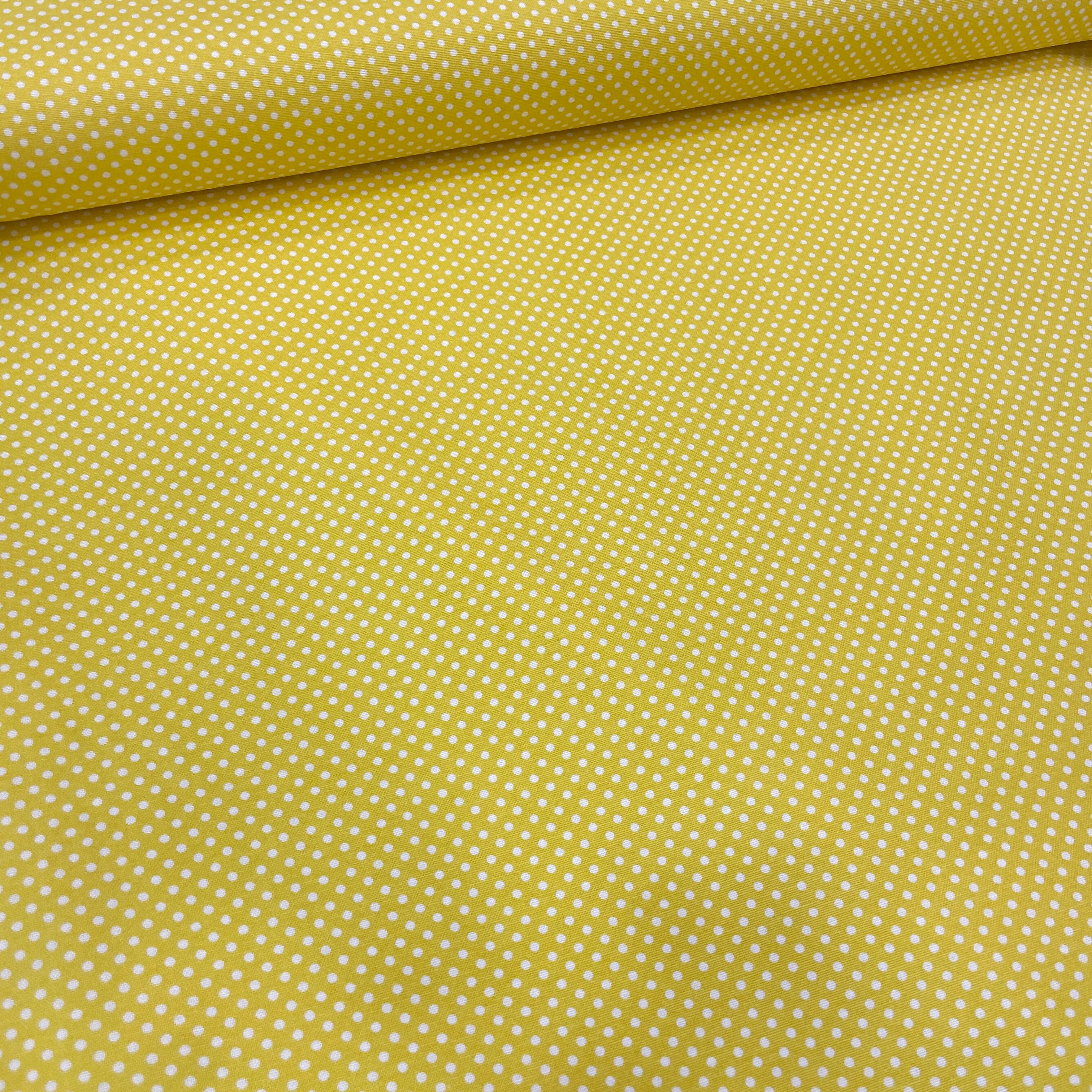 Minik Puantiyeli Duck Keten Kumaş – Döşemelik, Perdelik ve Masa Örtülük Kumaş - Sarı