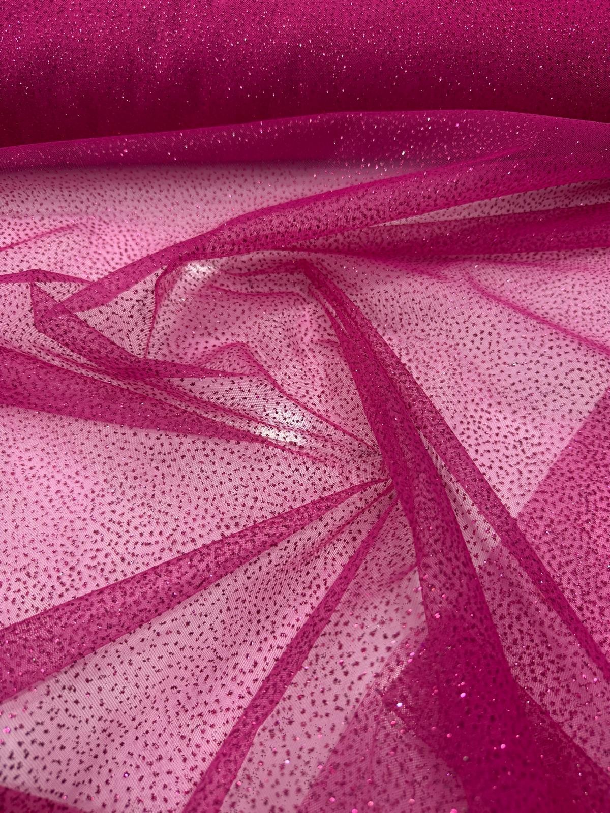 KOYU PEMBE SİMLİ TÜL