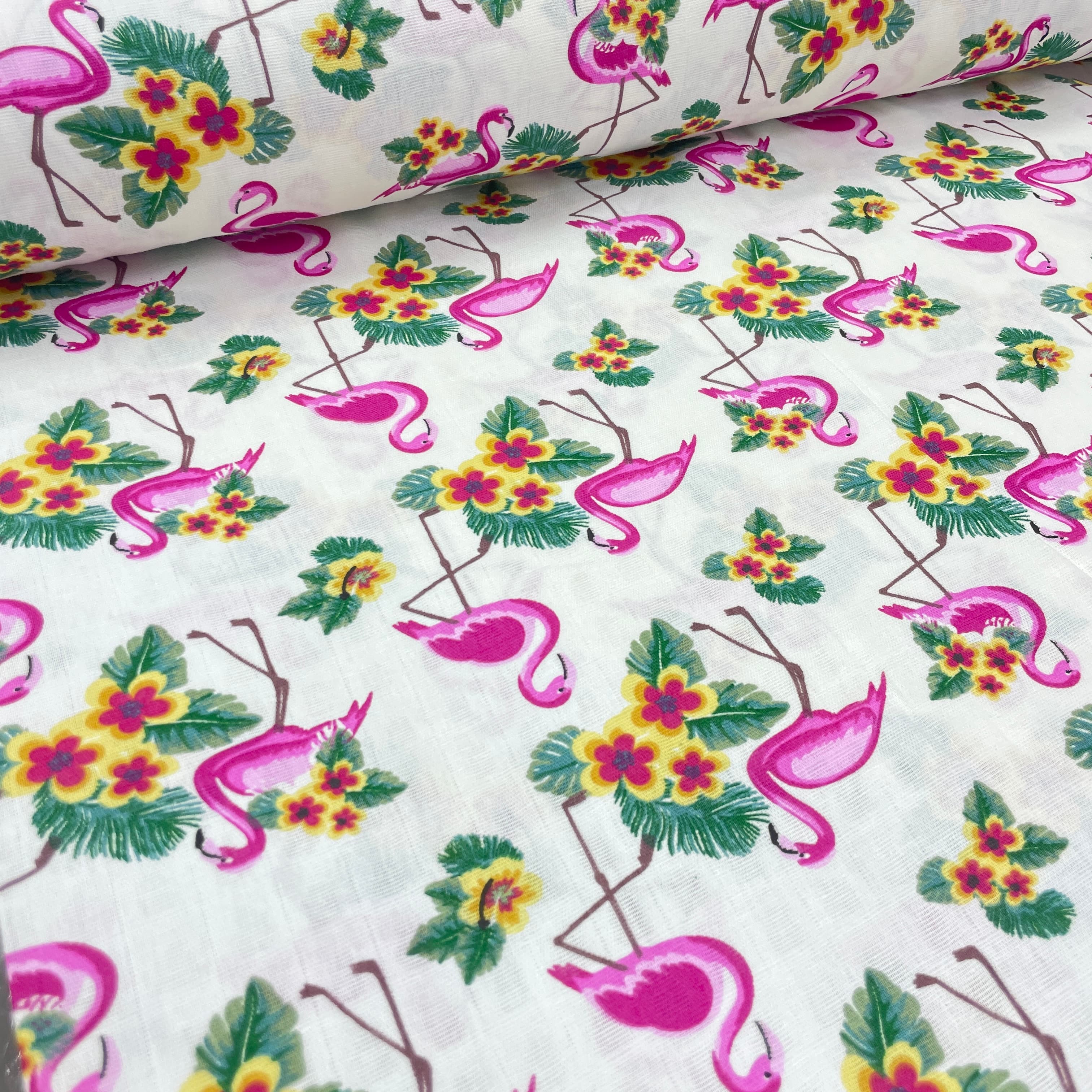 Pembe Flamingo %100 Pamuklu Müslin Bezi Kumaş