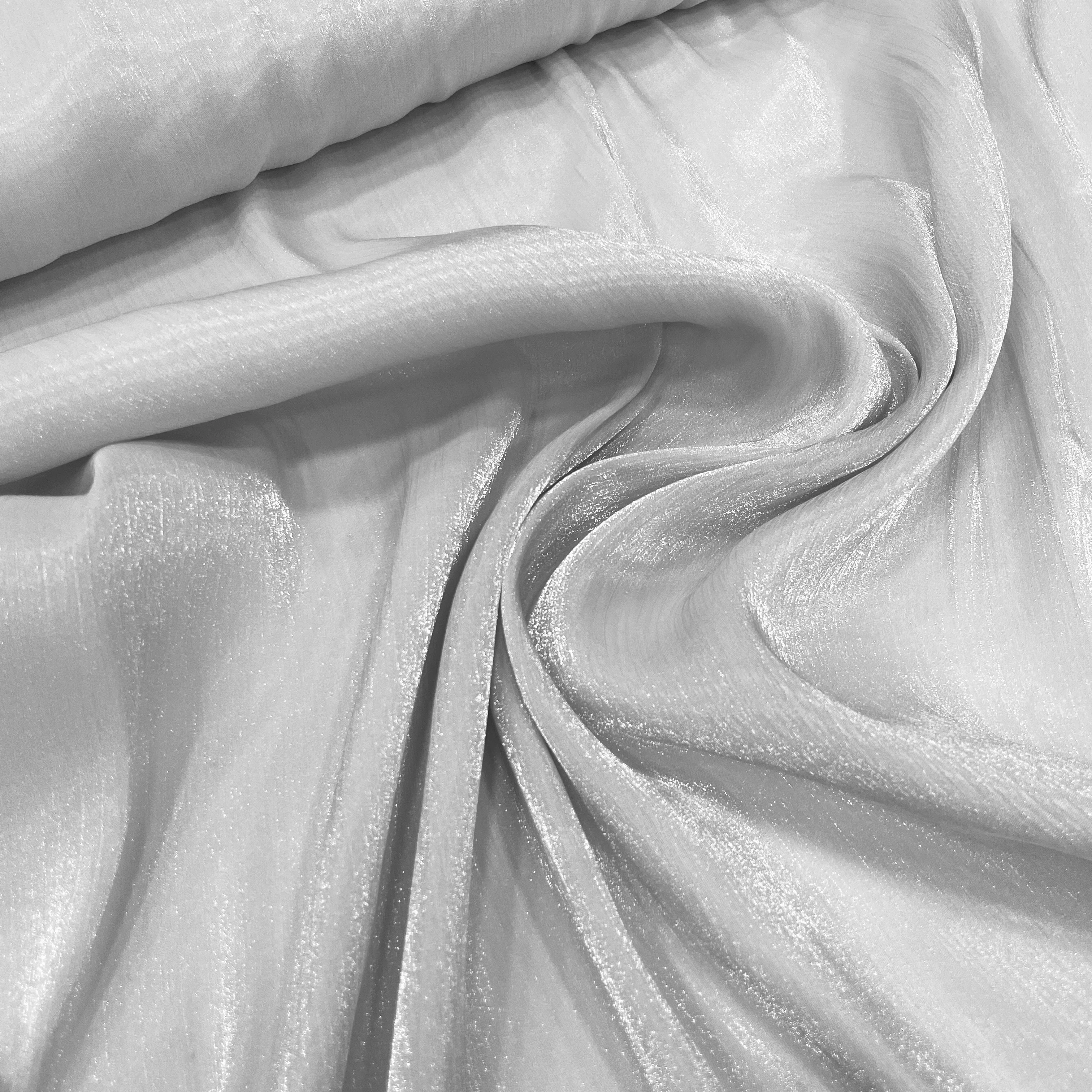 Gümüş Gri Işıltılı Organze Şifon Kumaş