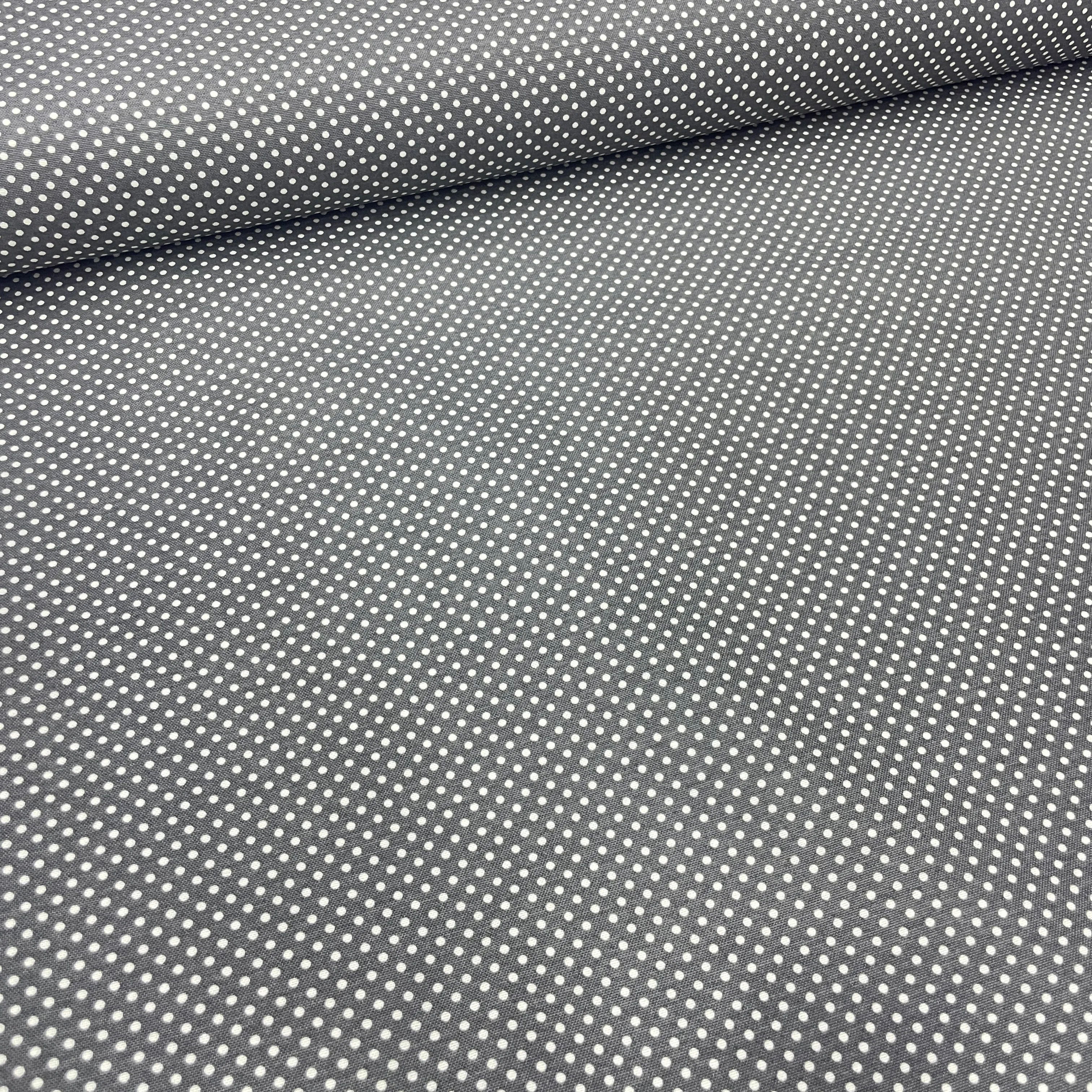 Minik Puantiyeli Duck Keten Kumaş – Döşemelik, Perdelik ve Masa Örtülük Kumaş - Antrasit