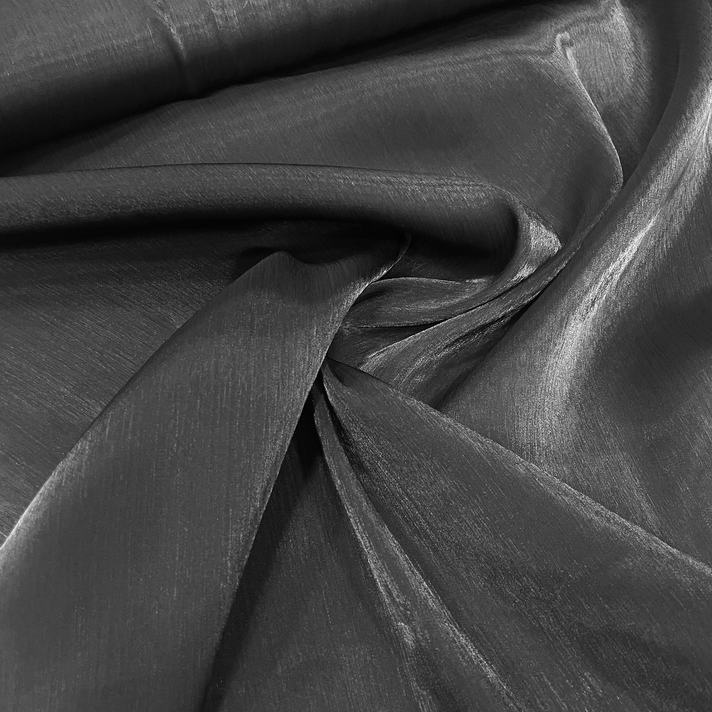 Siyah Işıltılı Organze Şifon Kumaş