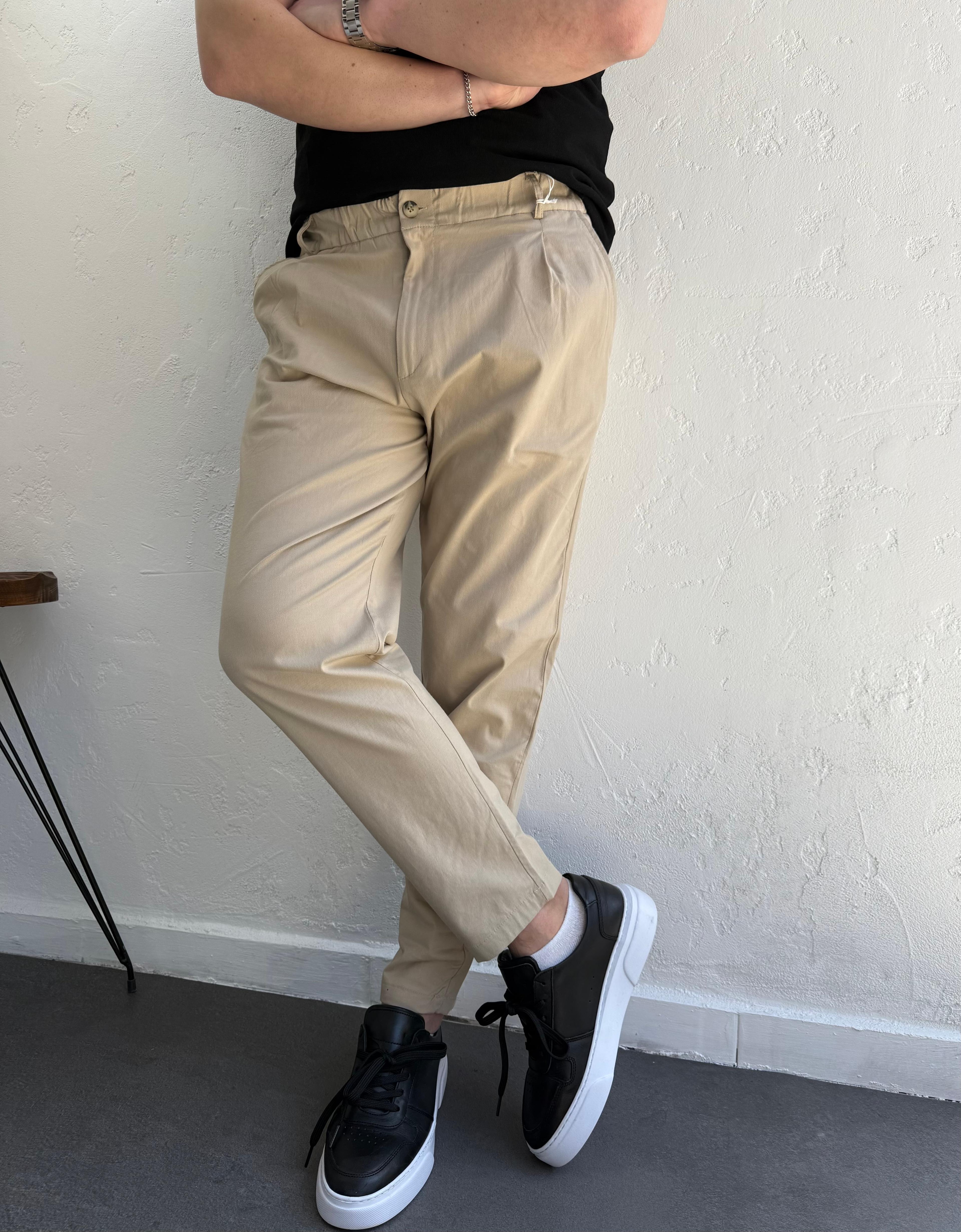 We11 Pile Detaylı Jogger Pantolon Bej