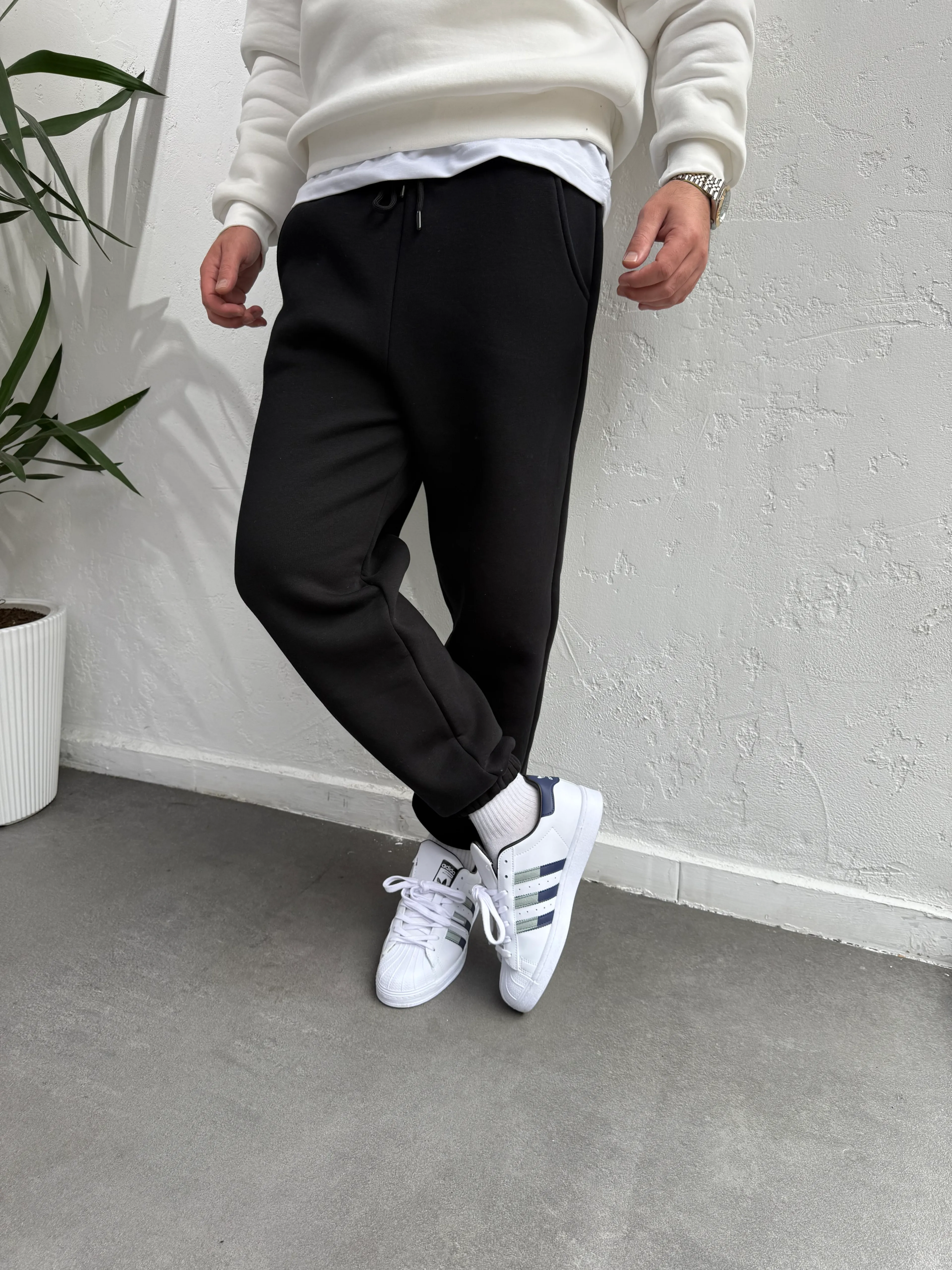 Lastik Paça Eşofman Altı Siyah