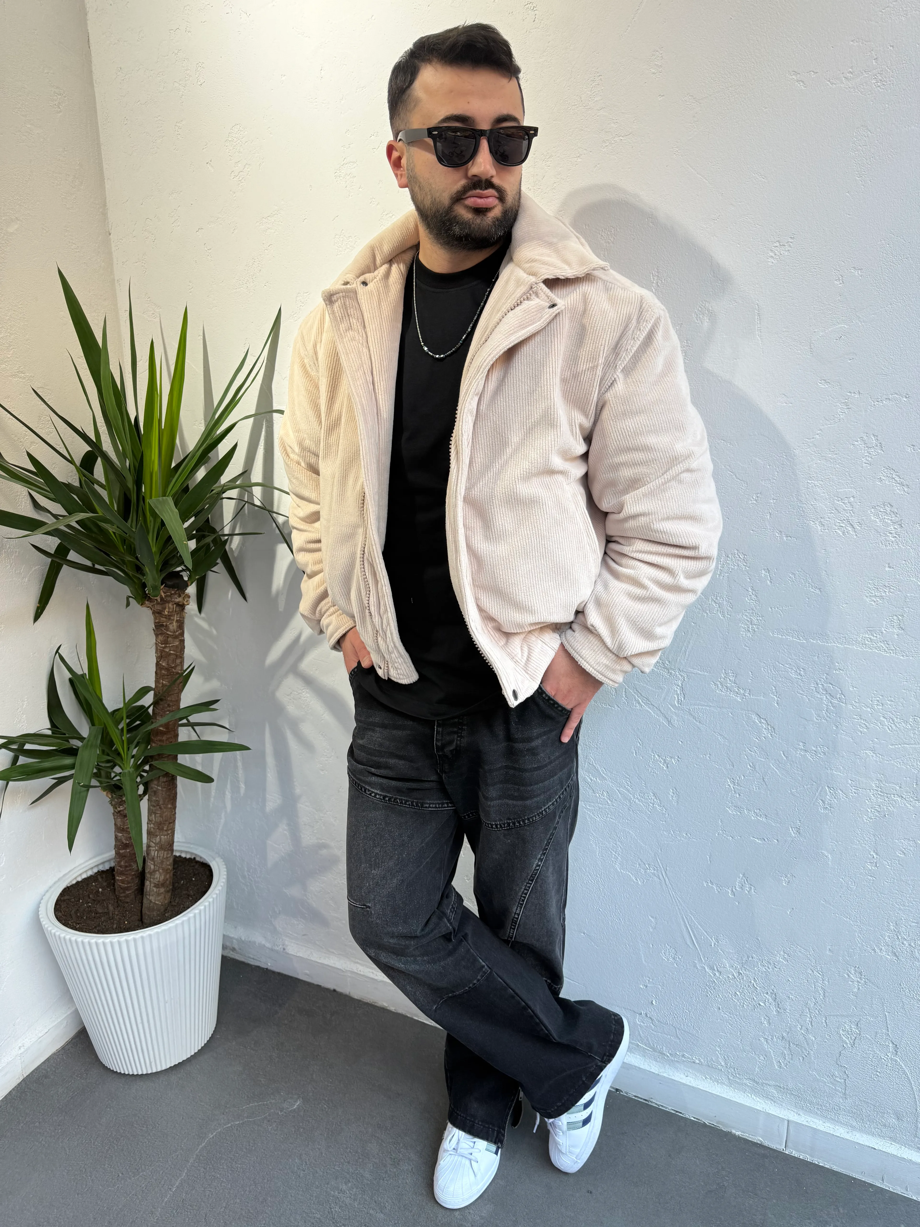 Zr Model Oversize Kadife Mont Krem