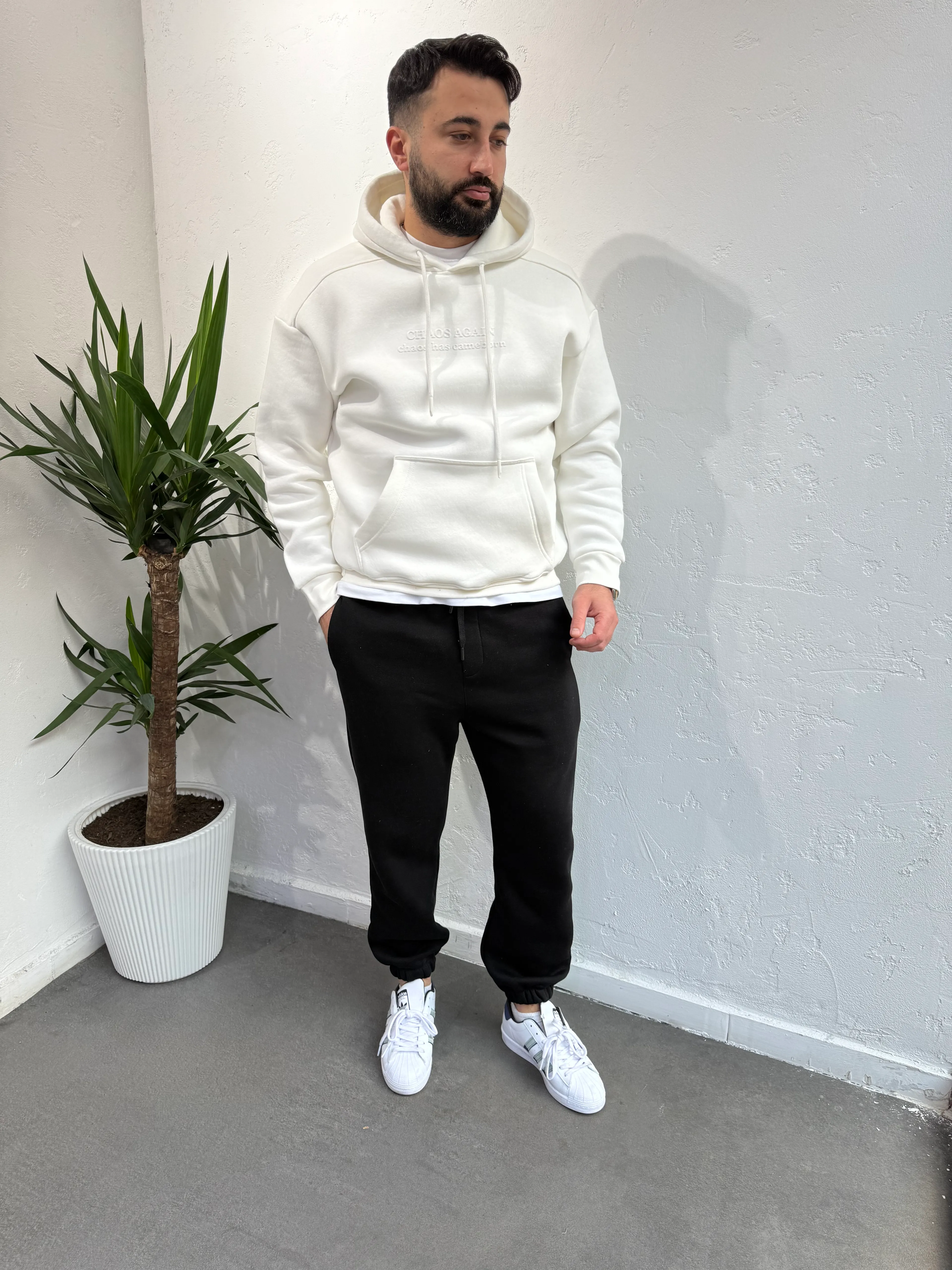 Deep Kapüşonlu Polar Beyaz