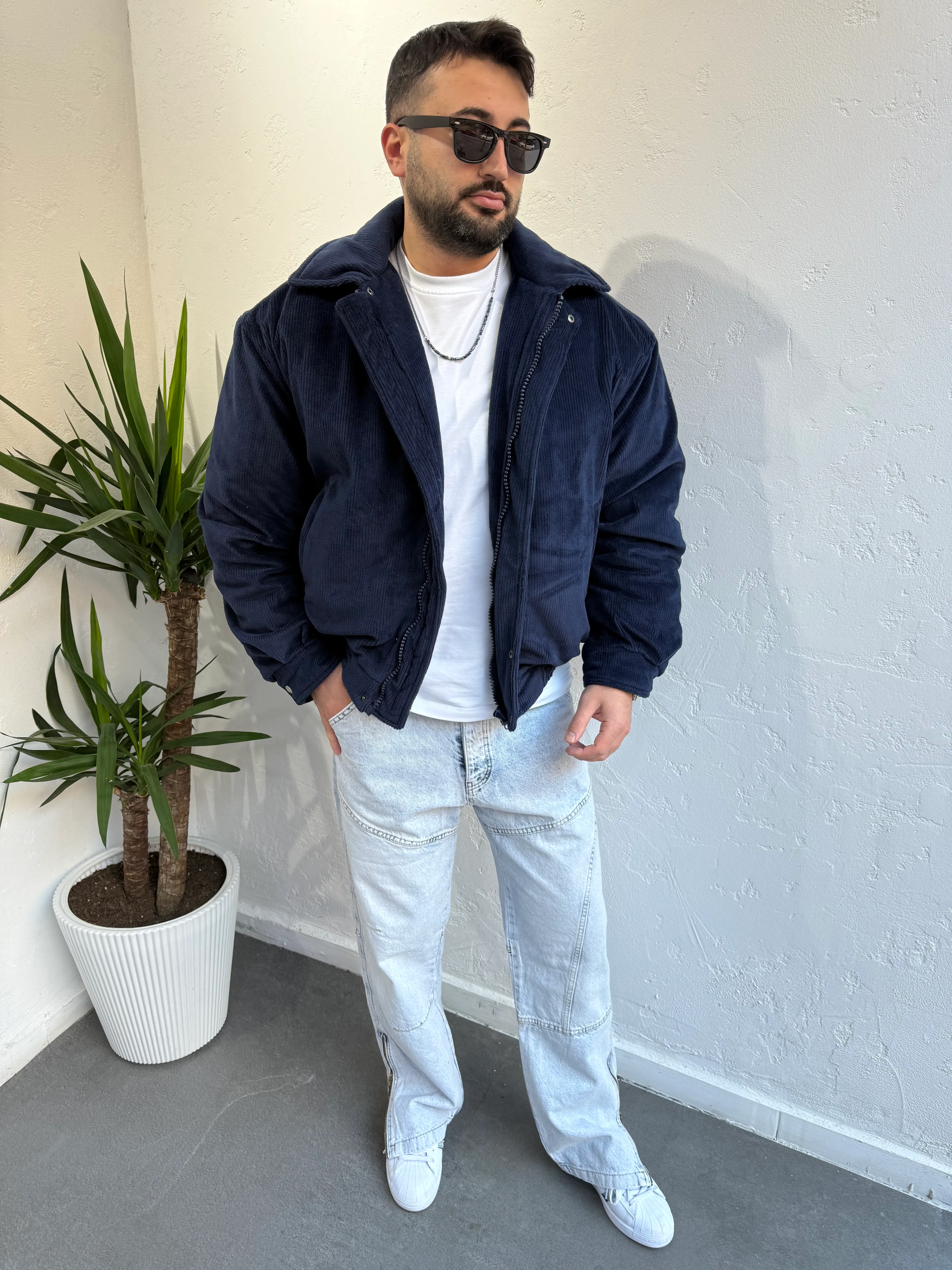 Zr Model Oversize Kadife Mont Lacivert 