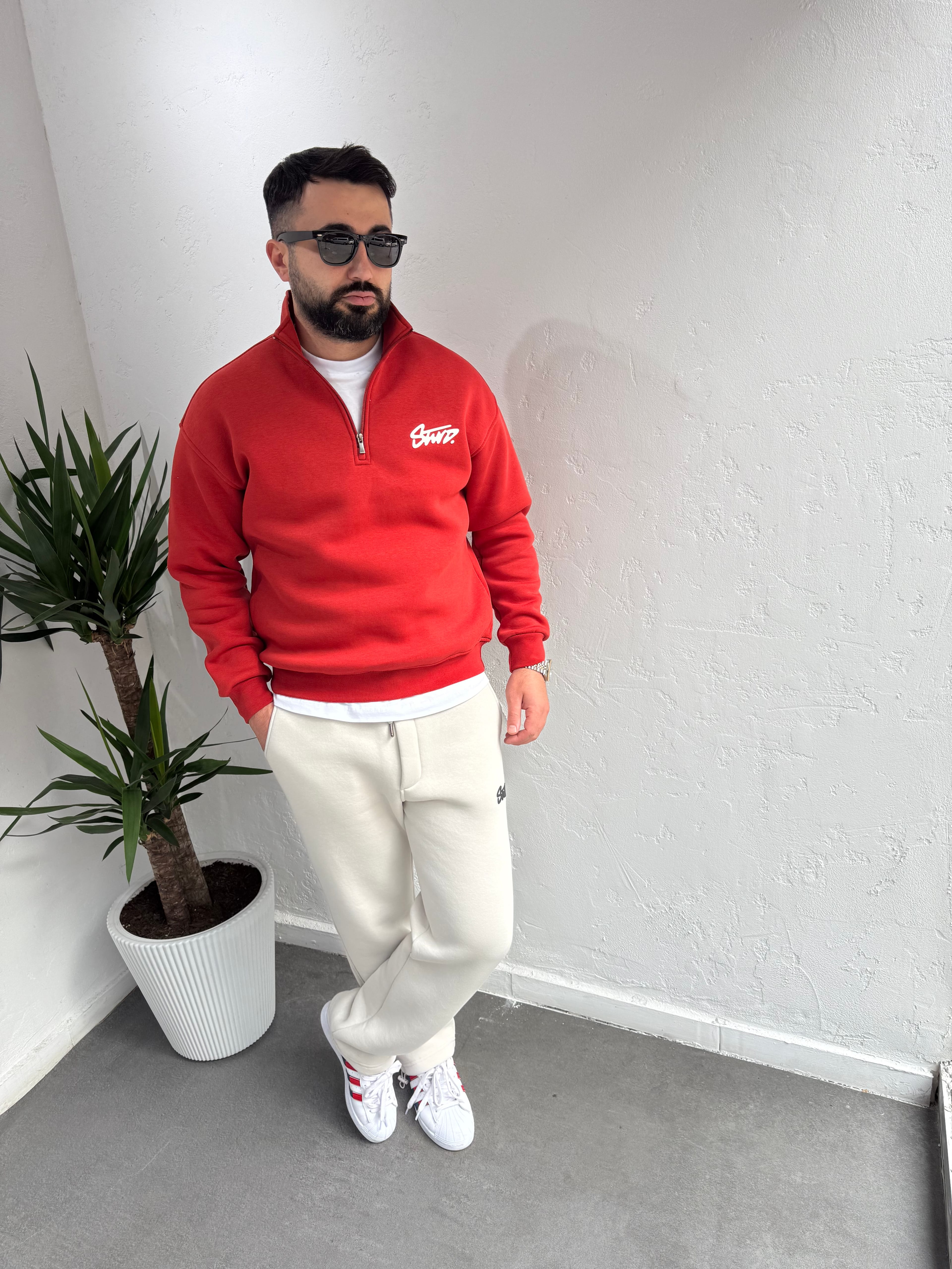 STWD Cotton Fermuarlı Sweatshirt Kiremit
