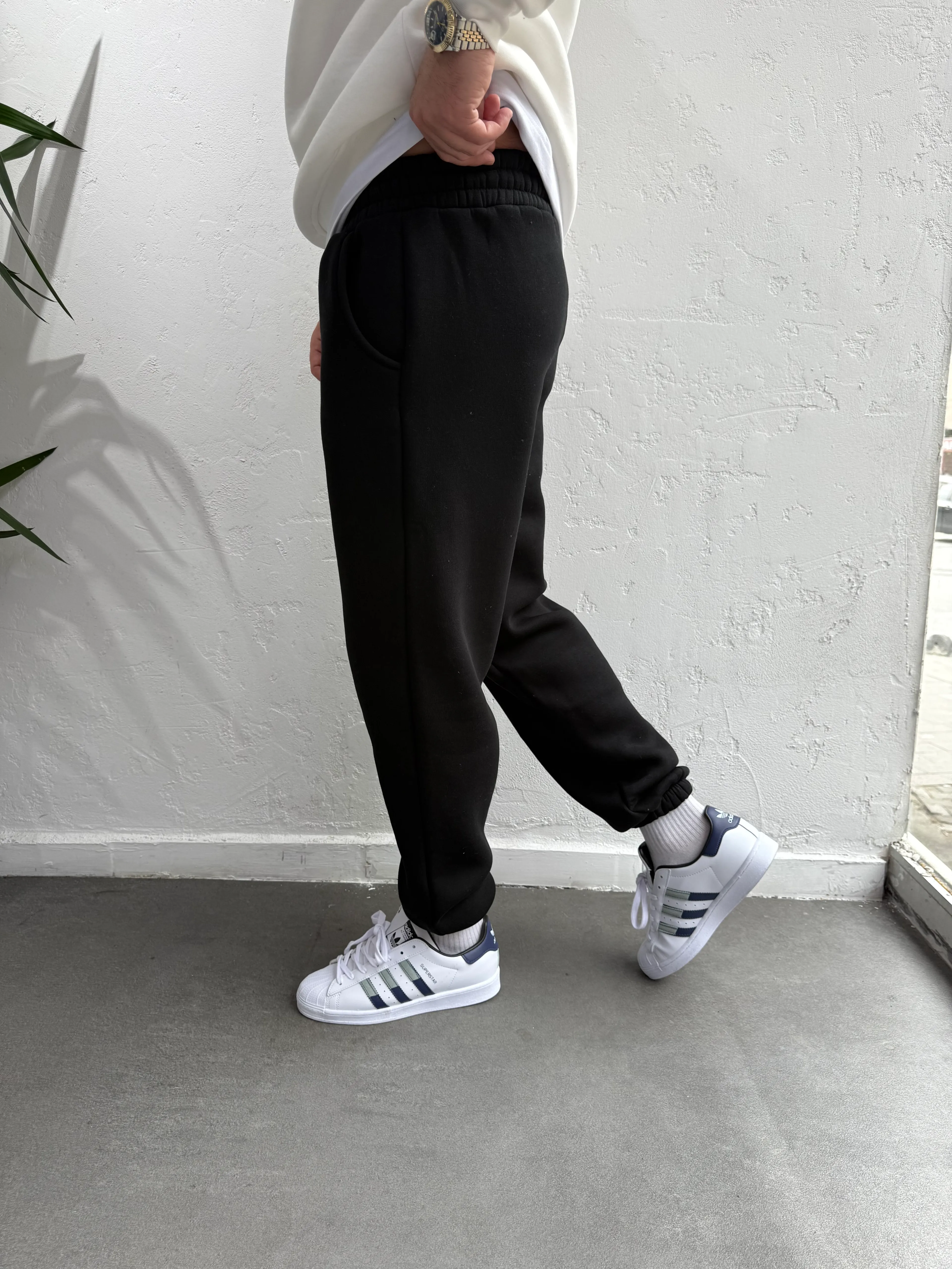 Lastik Paça Eşofman Altı Siyah