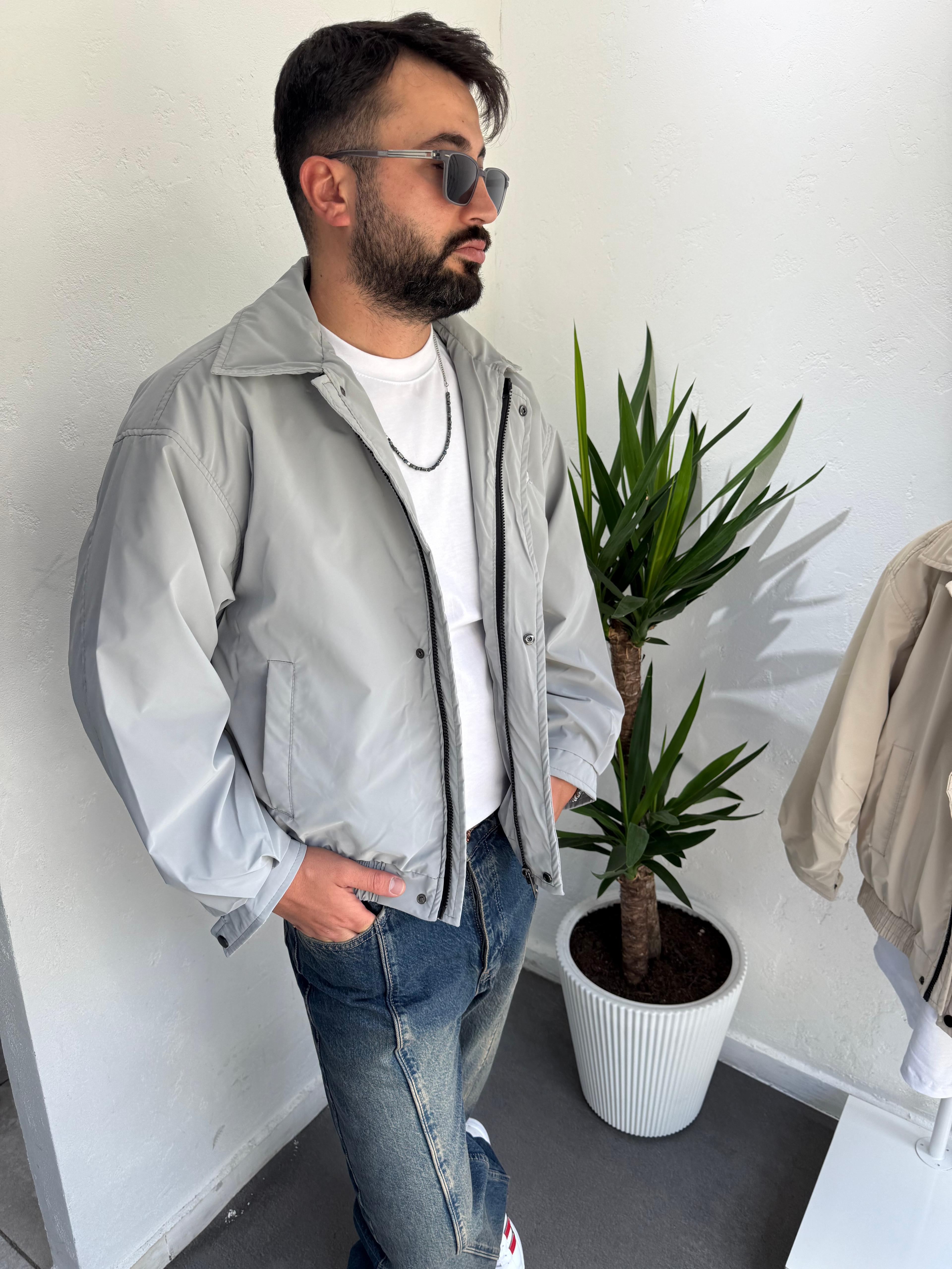 Oversize Baharlık Ceket Gri