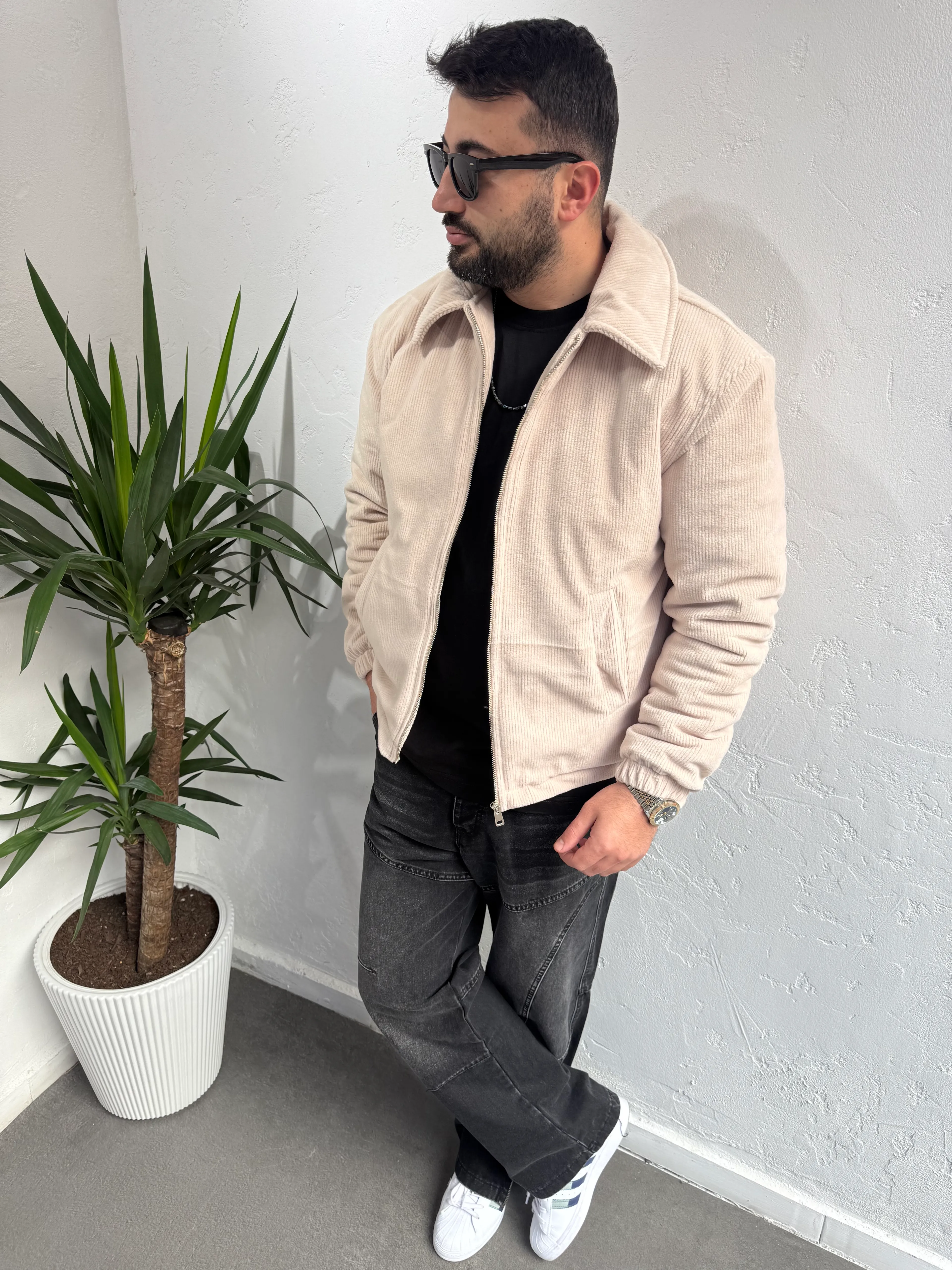 Zr Model Slim Fit Kadife Mont Krem