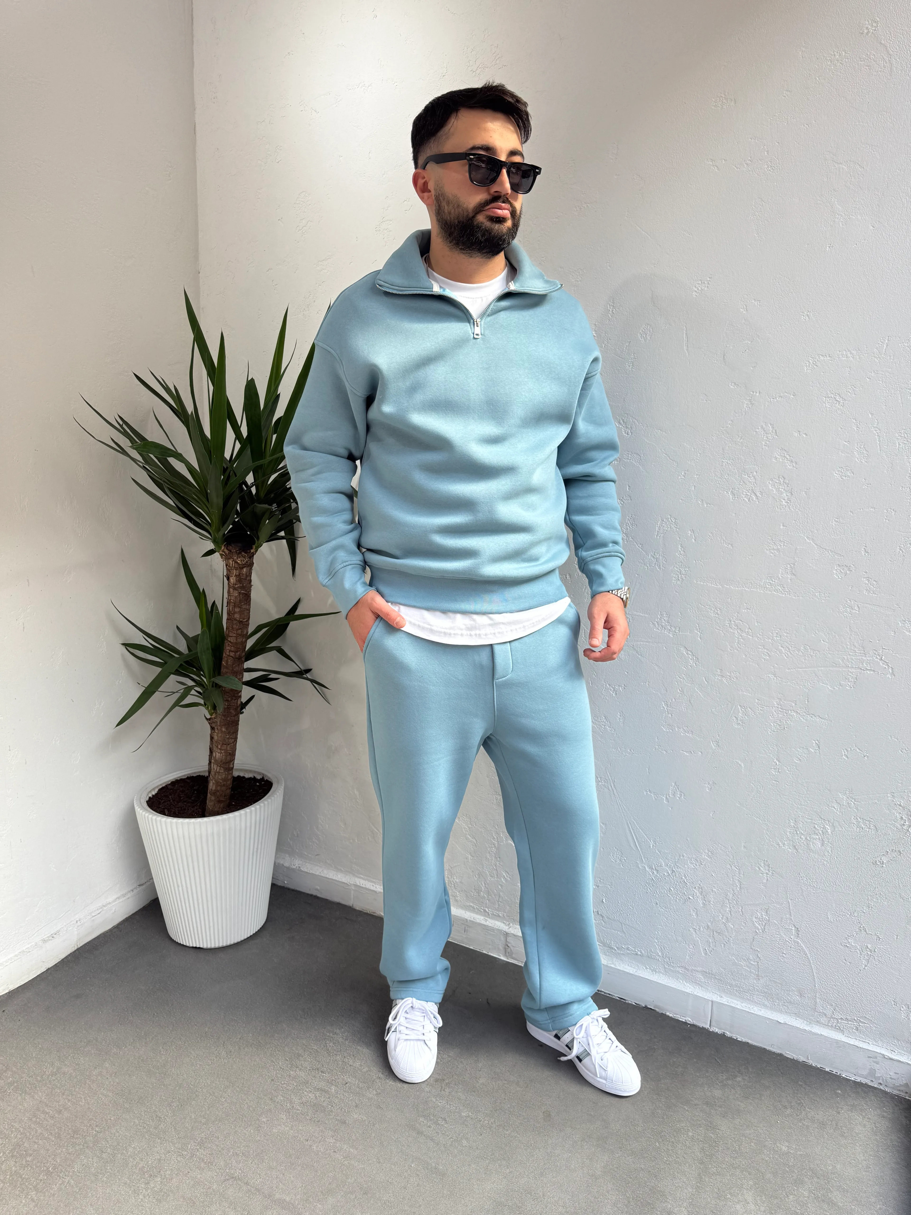 Lenasso Premium Fermuarlı Baggy Eşofman Takımı Bebe Mavisi