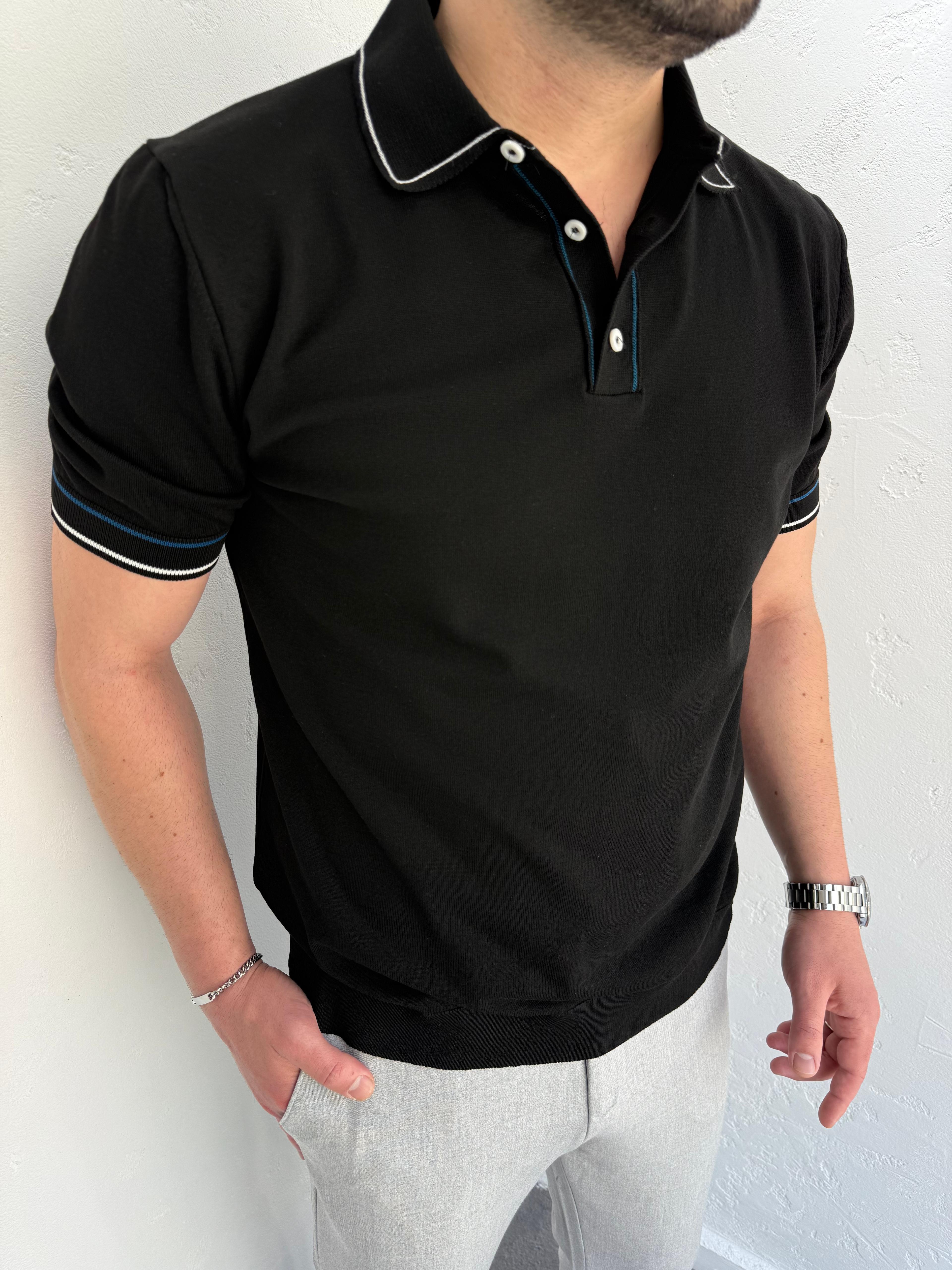2512 Triko Polo Yaka Tshirt Siyah