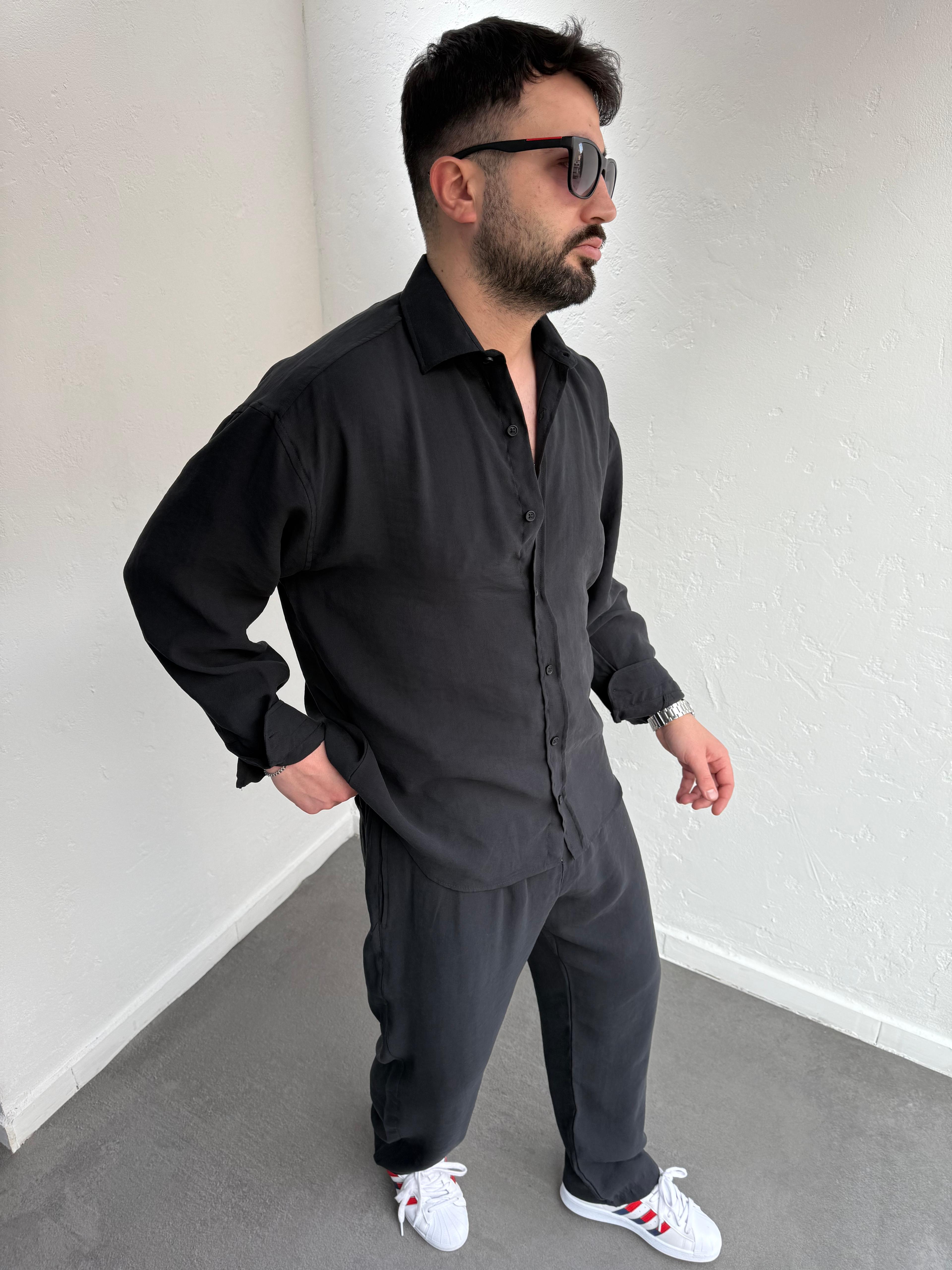 Lenasso Premium Tensel Kumaş Takım Siyah