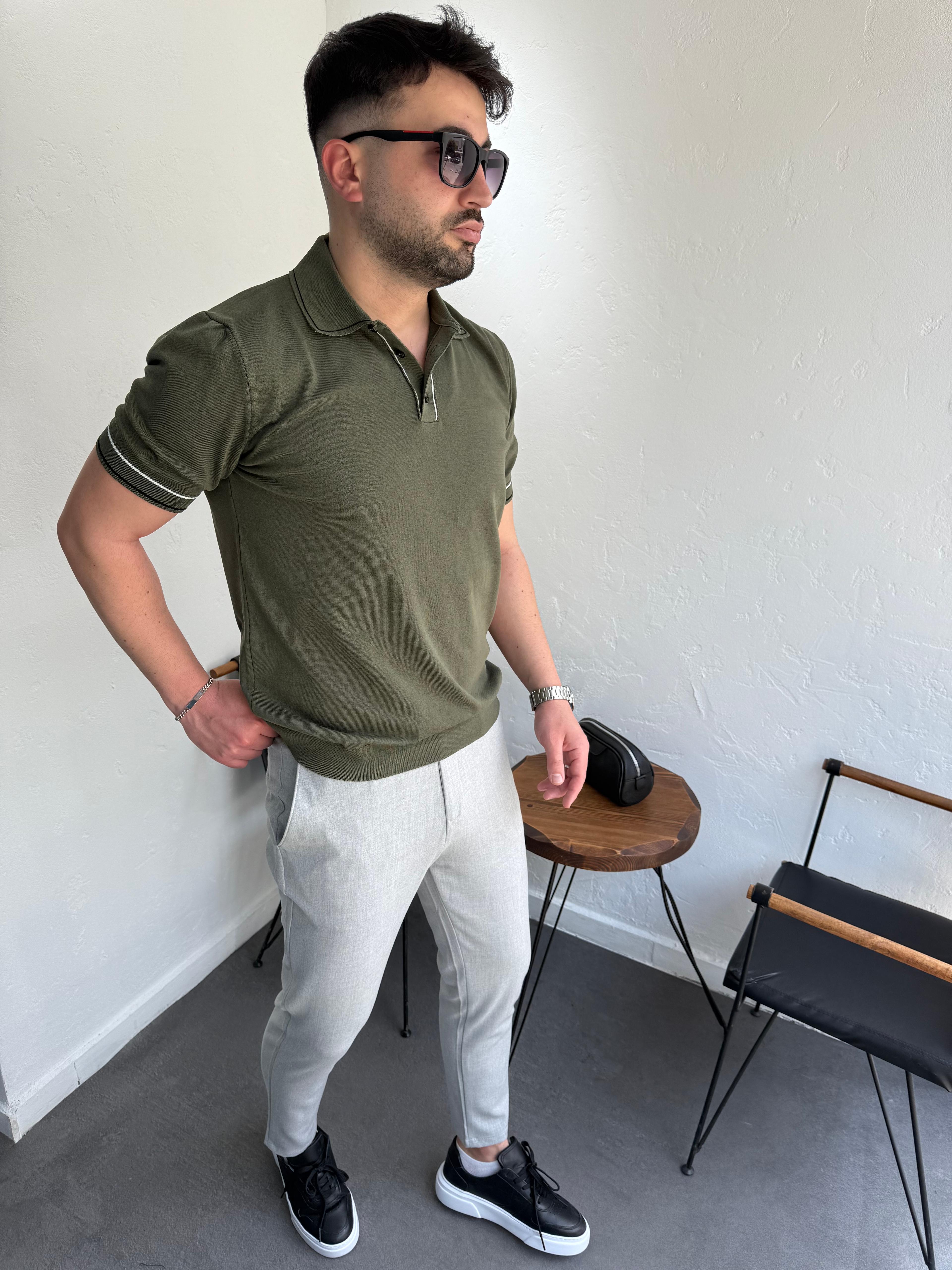 2512 Triko Polo Yaka Tshirt Haki