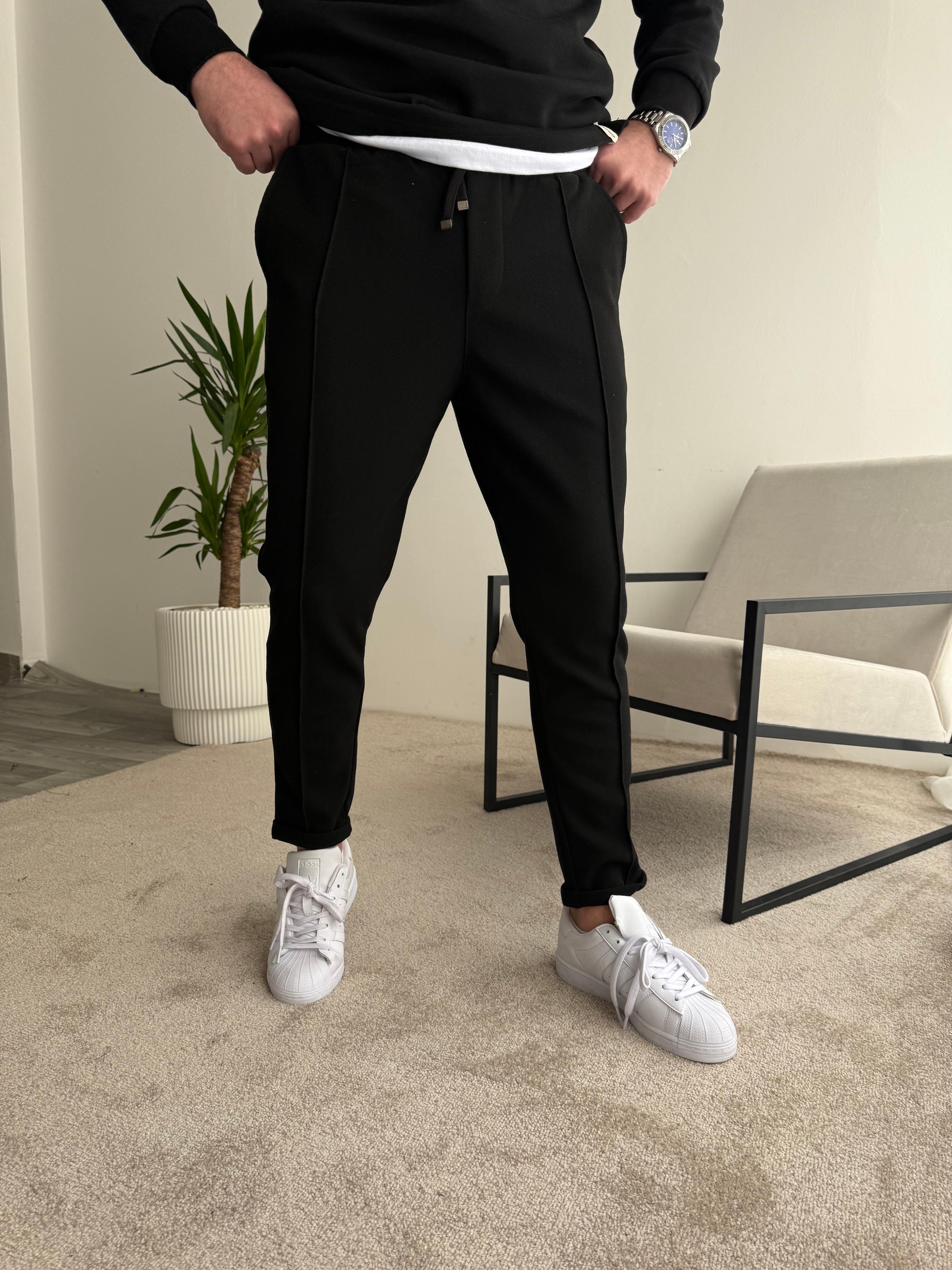 Double Paça Jogger Siyah