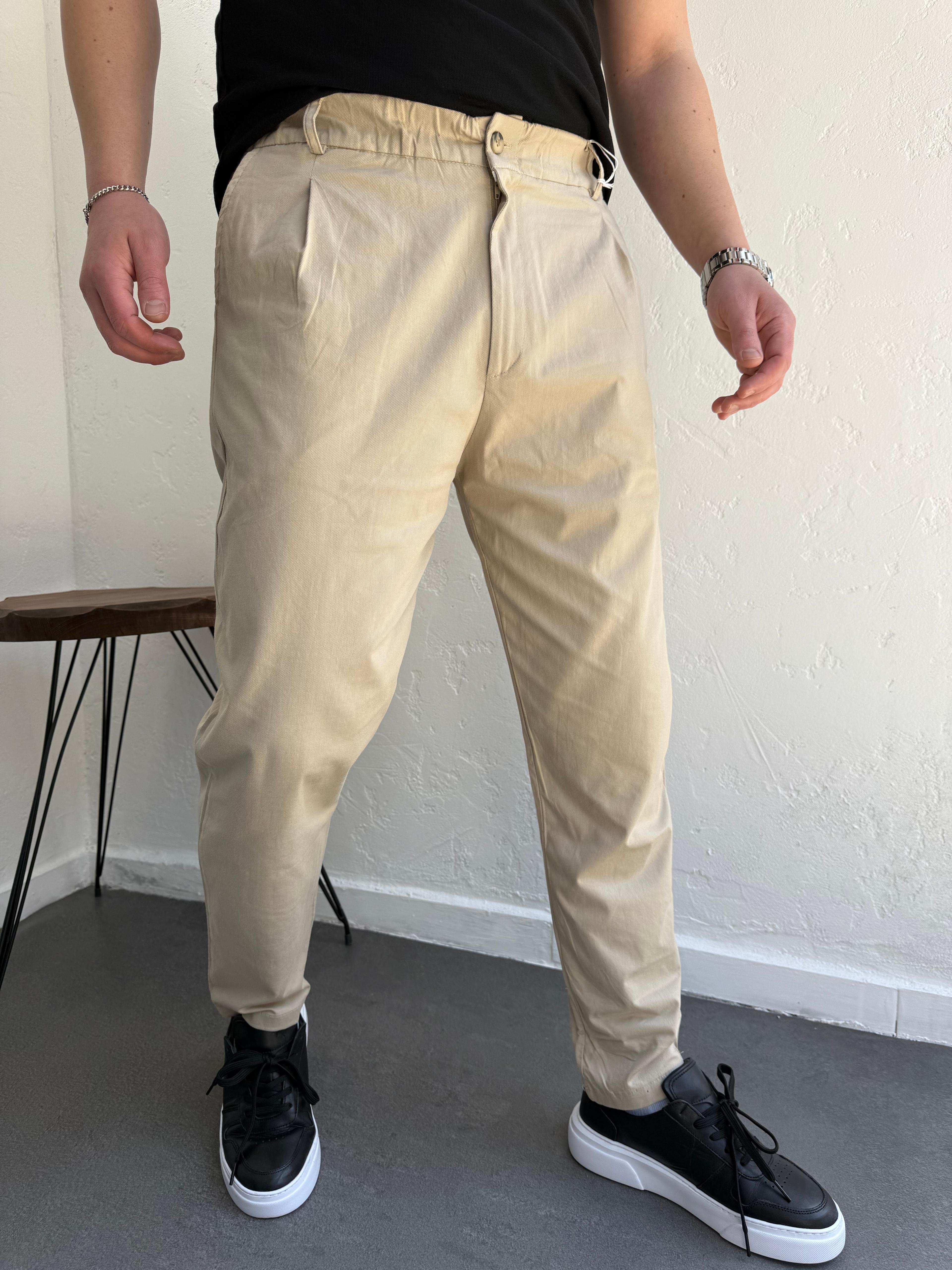 We11 Pile Detaylı Jogger Pantolon Bej