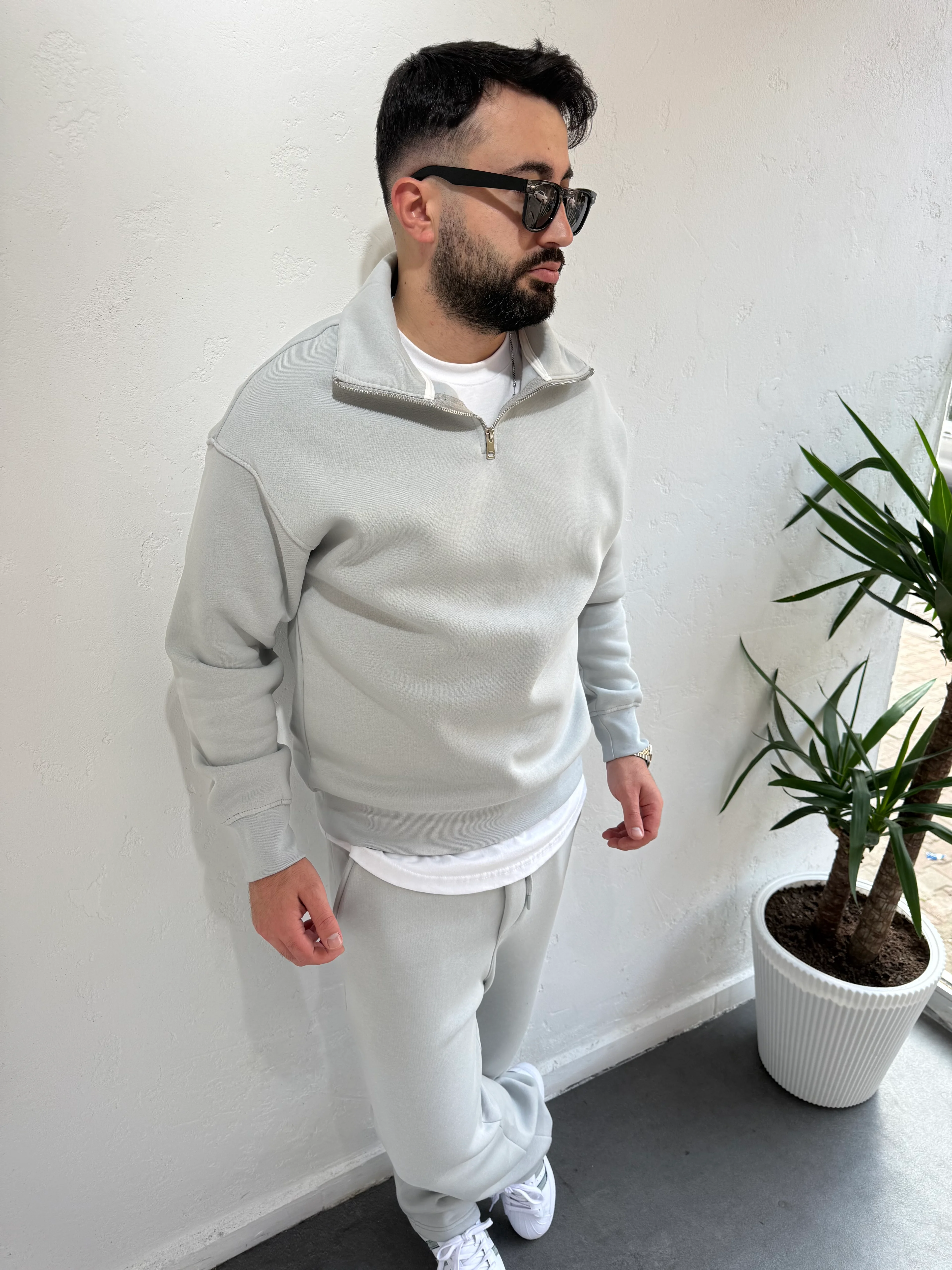 Lenasso Premium Fermuarlı Baggy Eşofman Takımı Gri