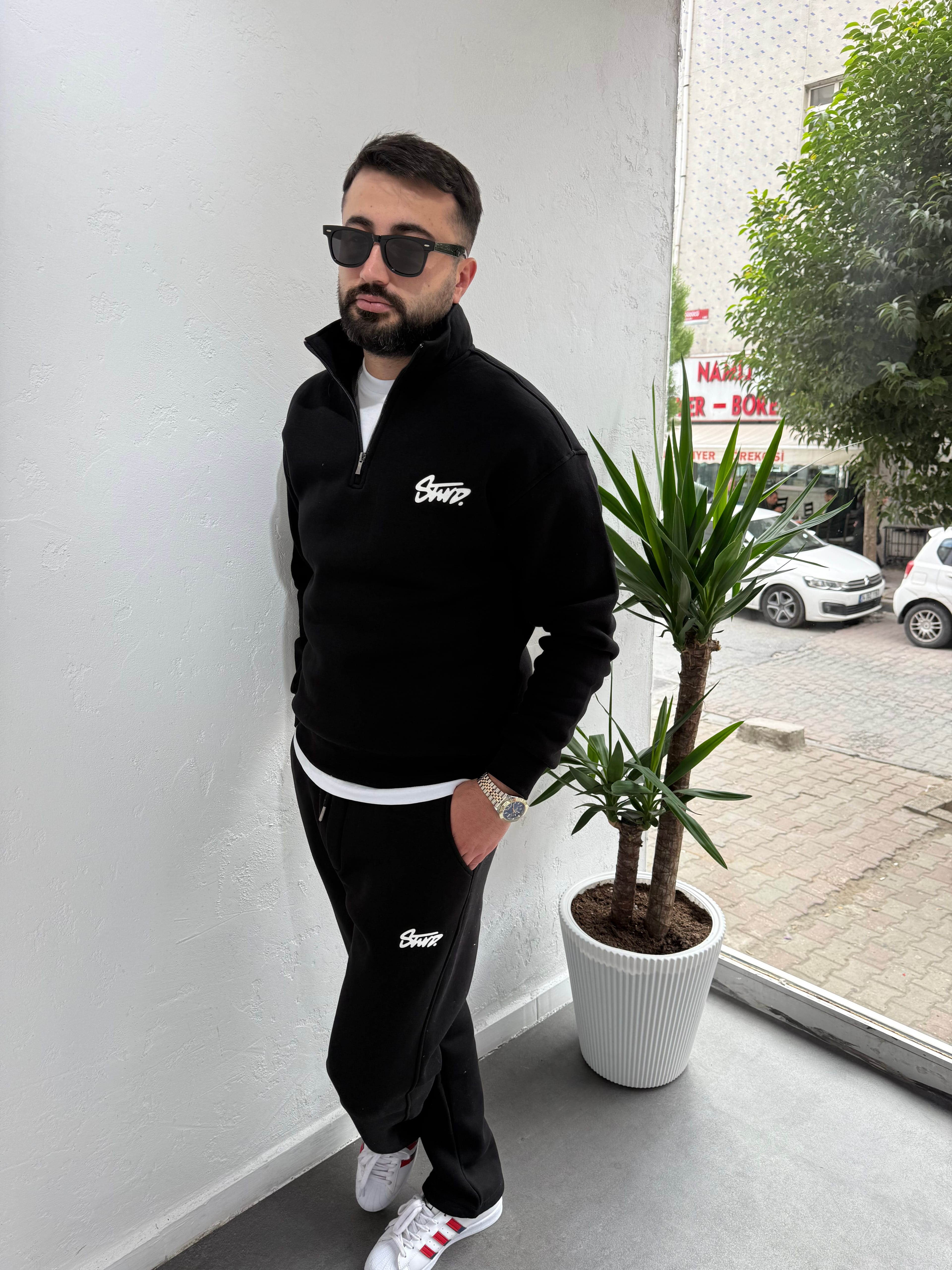 STWD Cotton Fermuarlı Sweatshirt Siyah