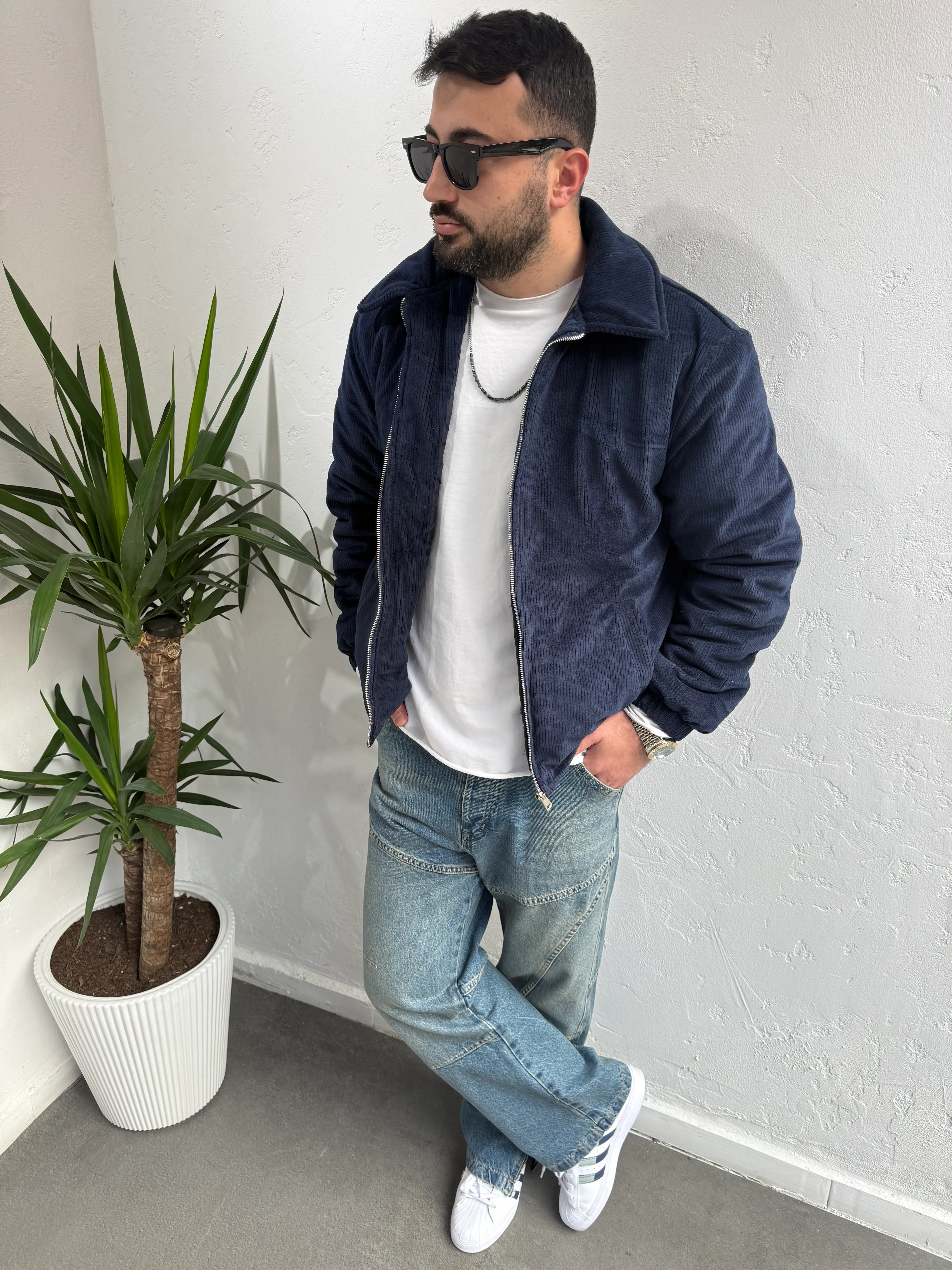 Zr Model Slim Fit Kadife Mont Lacivert 