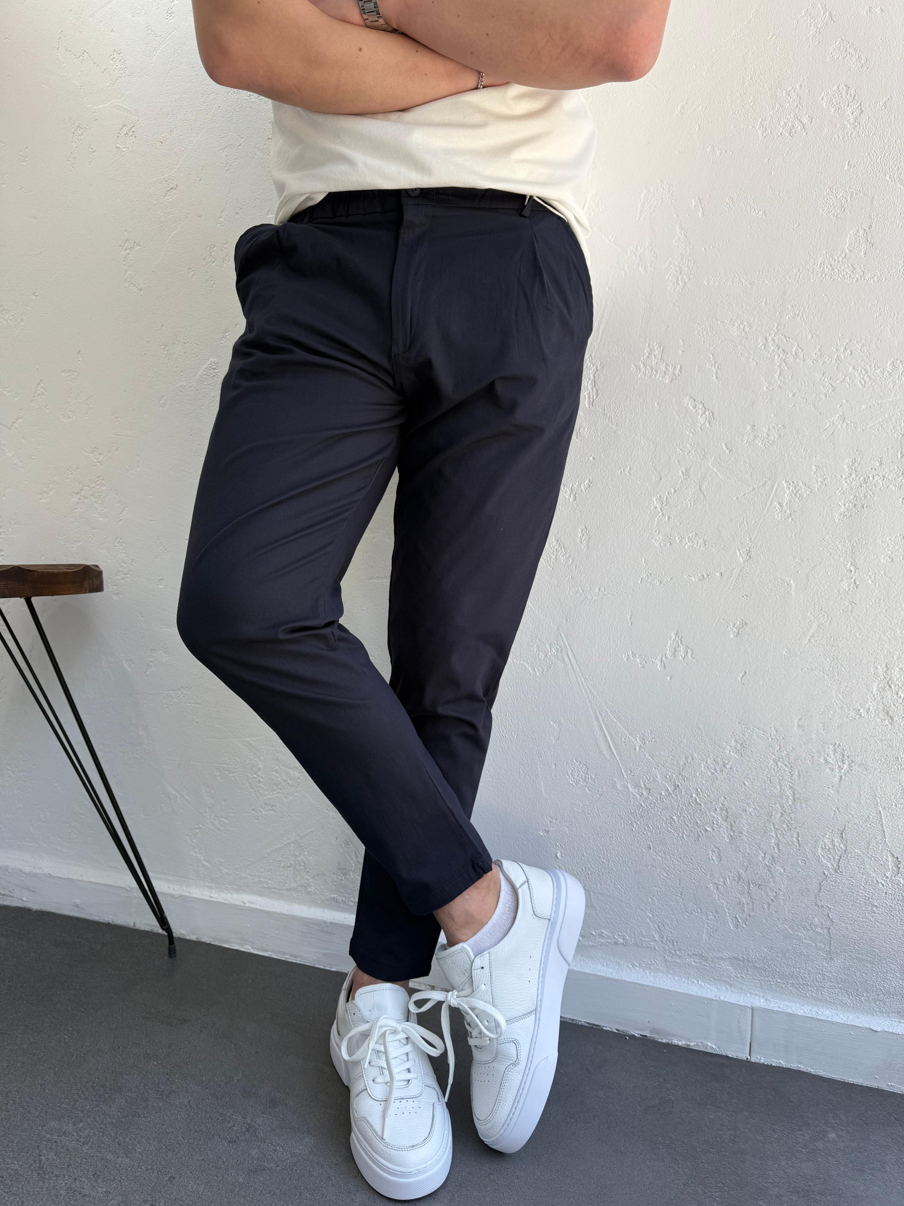 We11 Pile Detaylı Jogger Pantolon Lacivert