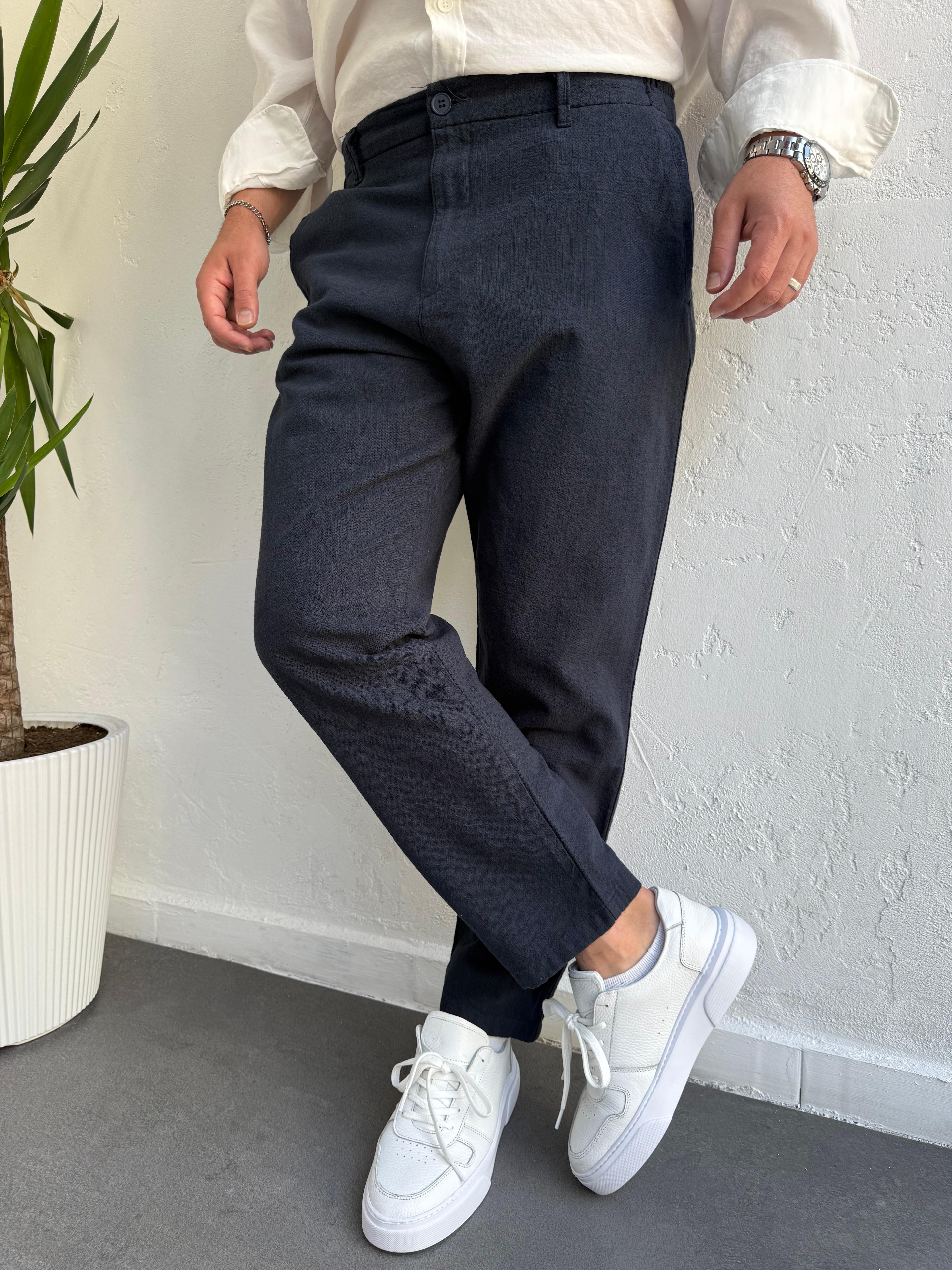 2512 Keten Pantolon Lacivert