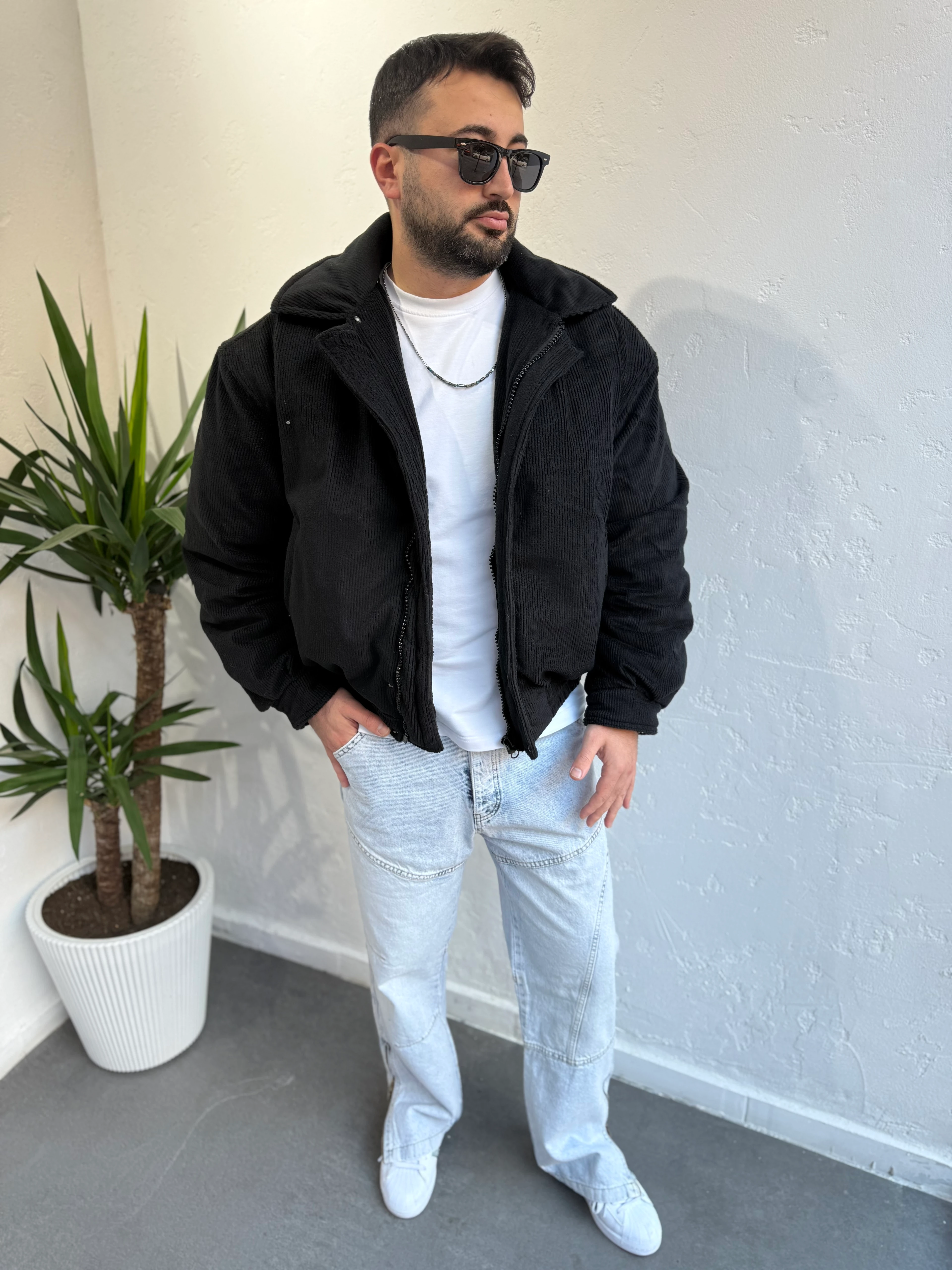 Zr Model Oversize Kadife Mont Siyah