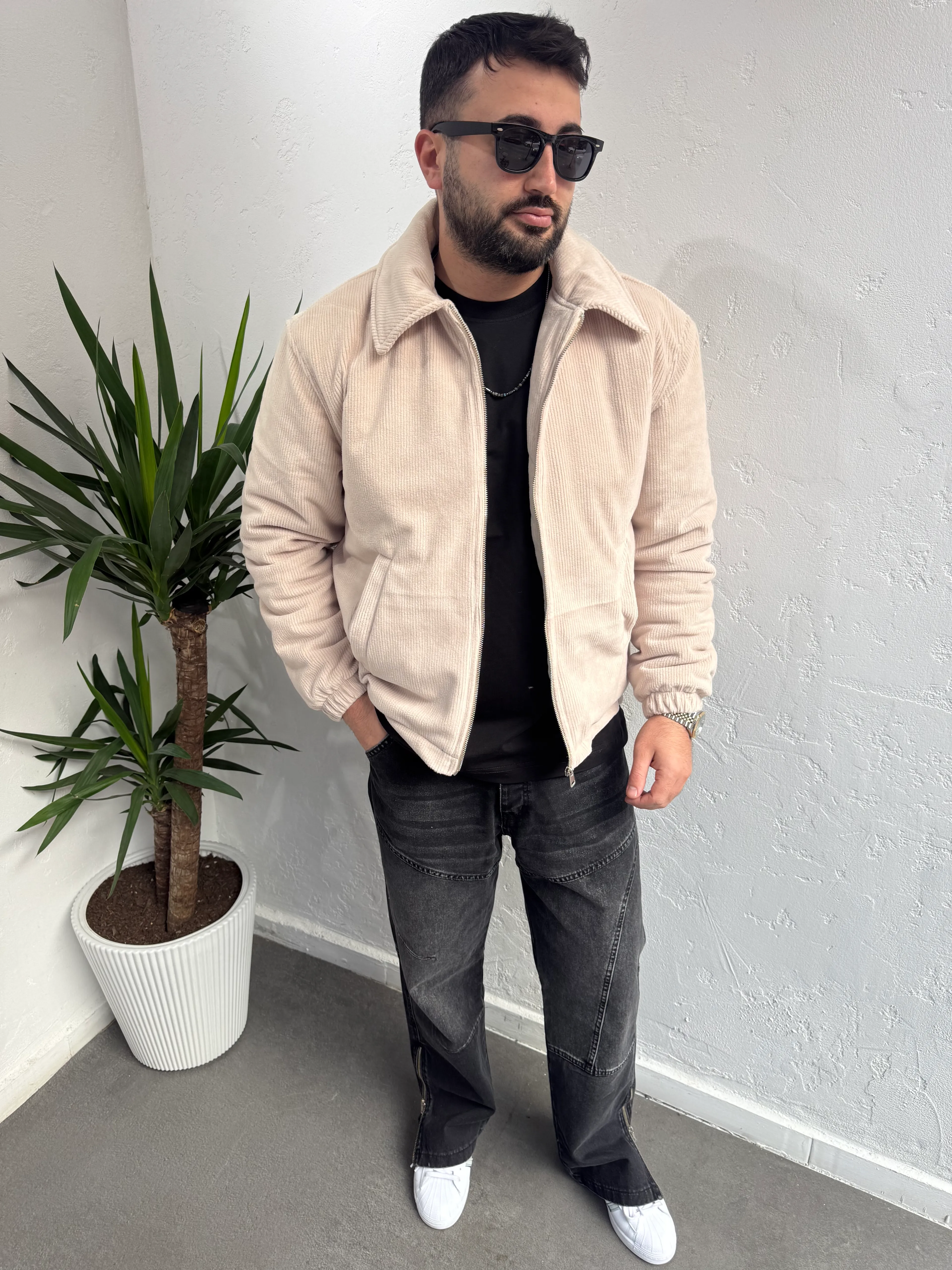 Zr Model Slim Fit Kadife Mont Krem