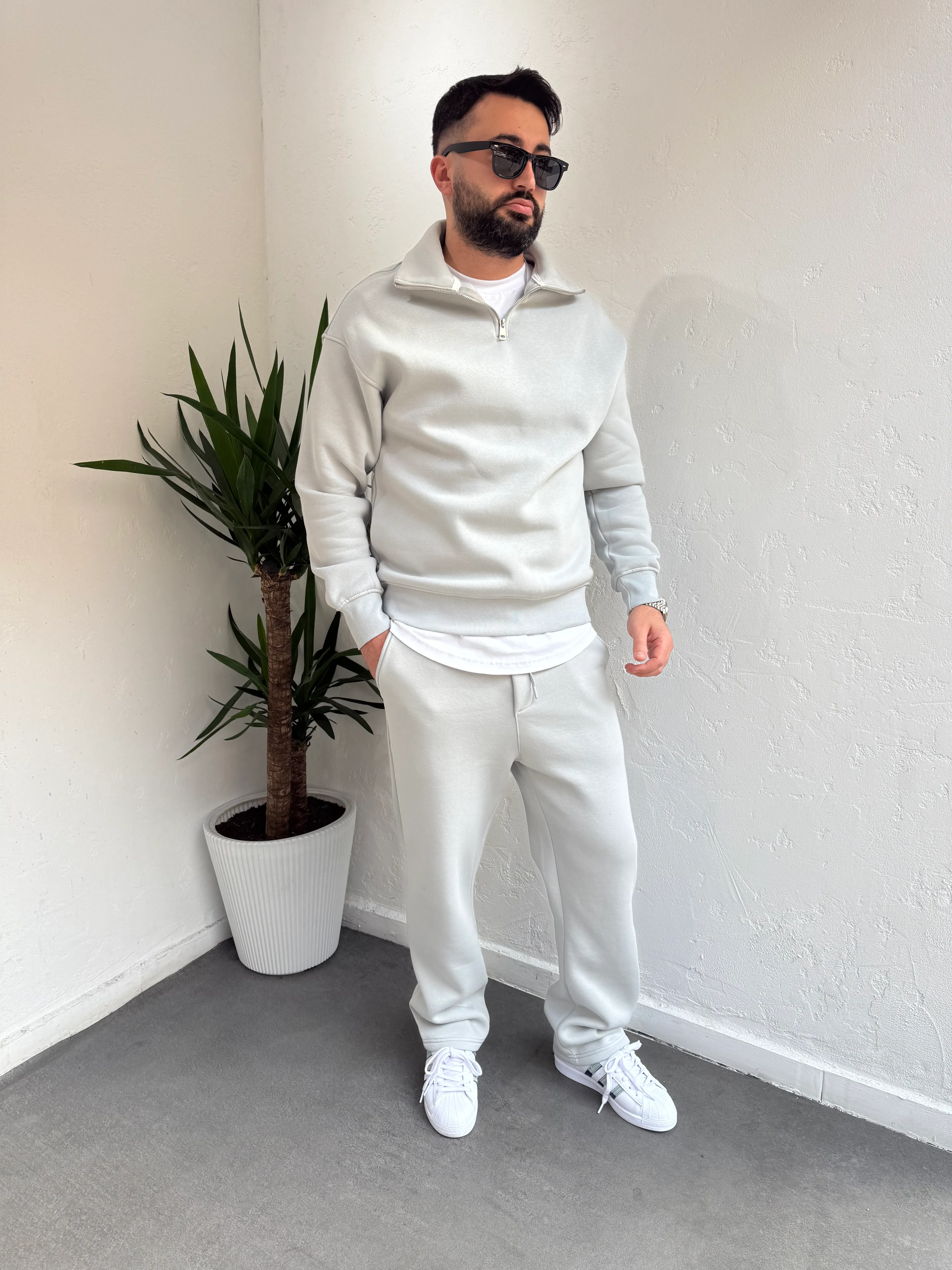 Lenasso Premium Fermuarlı Baggy Eşofman Takımı Gri