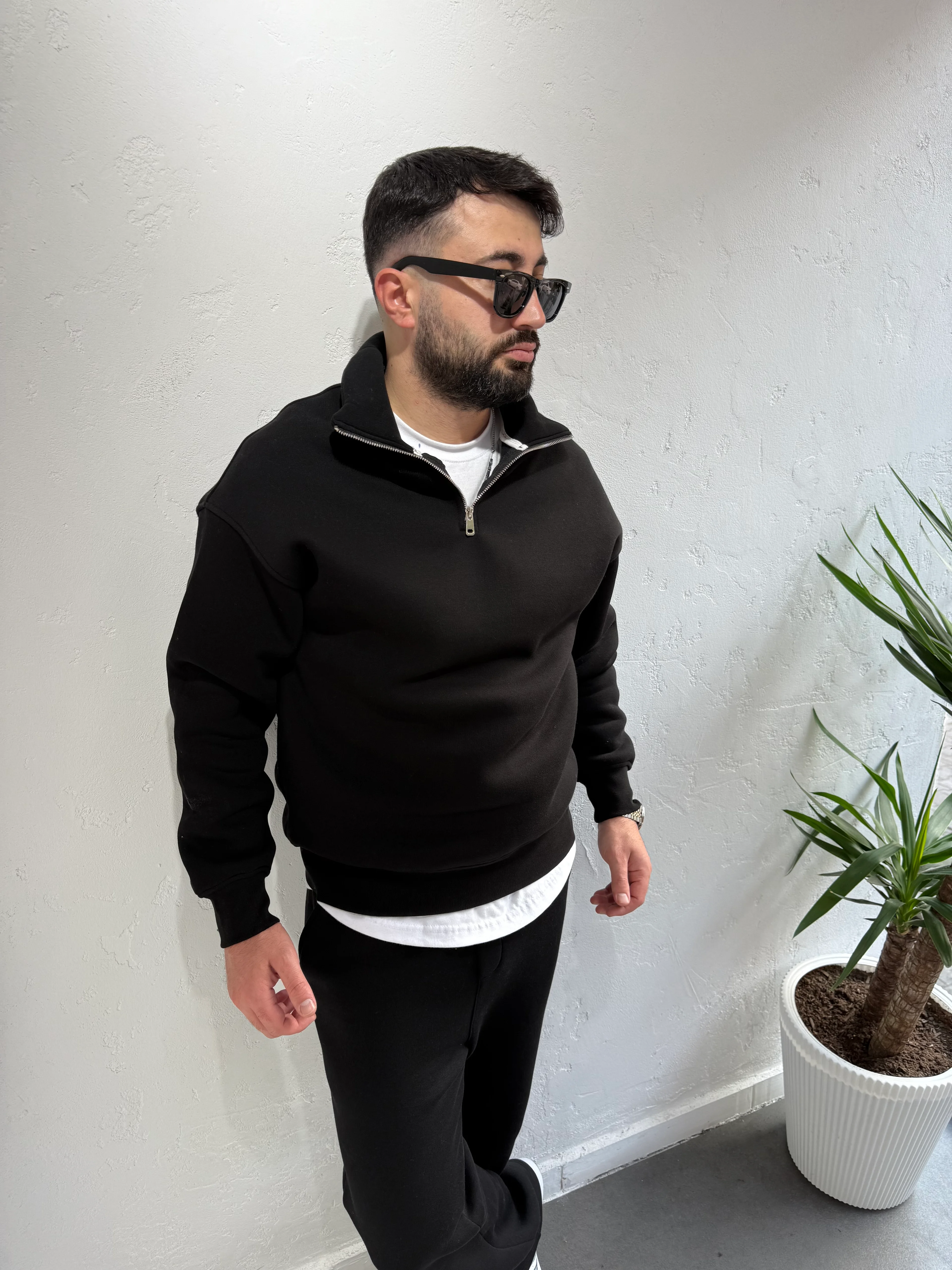 Lenasso Premium Fermuarlı Baggy Eşofman Takımı Siyah