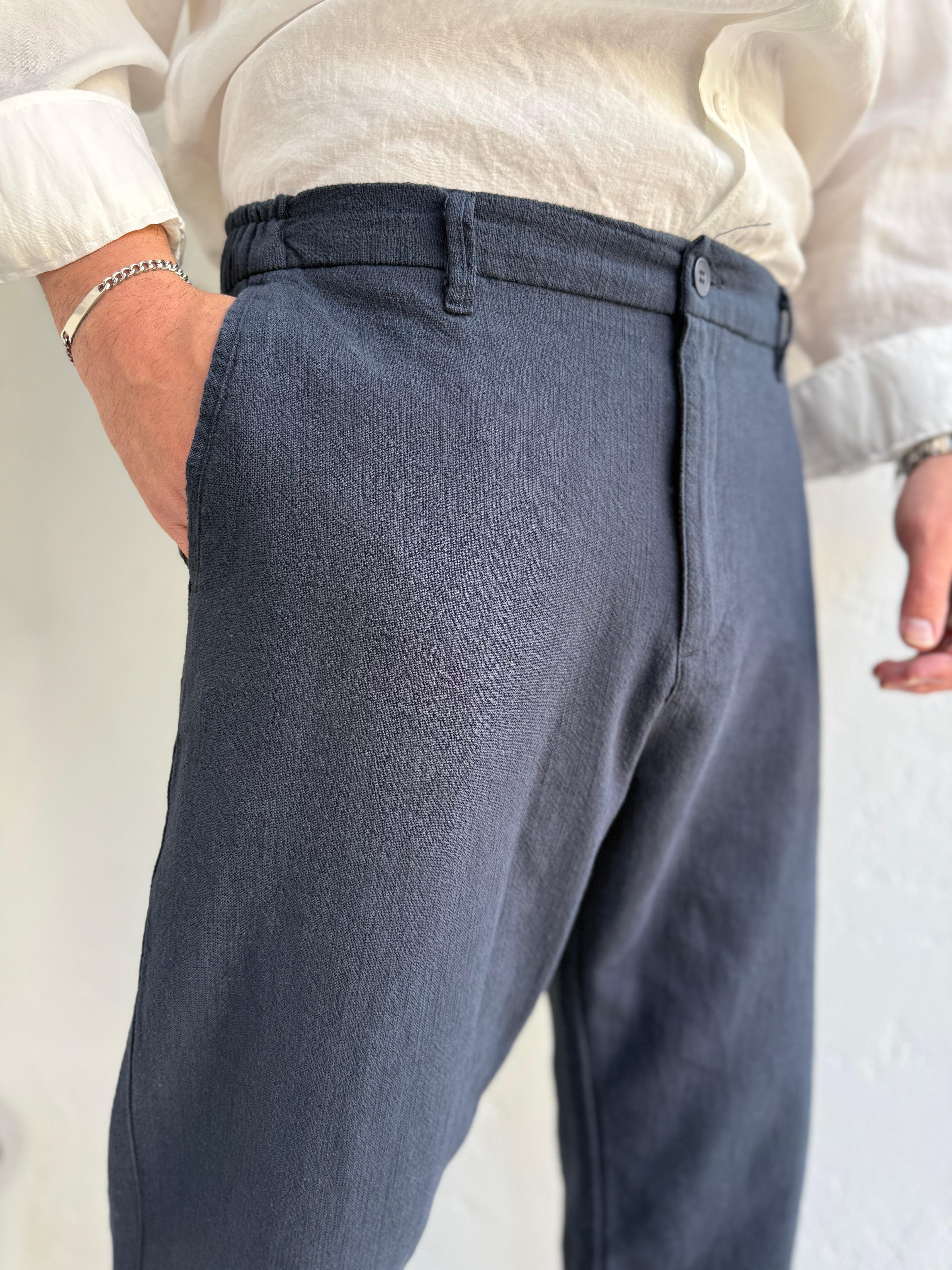 2512 Keten Pantolon Lacivert