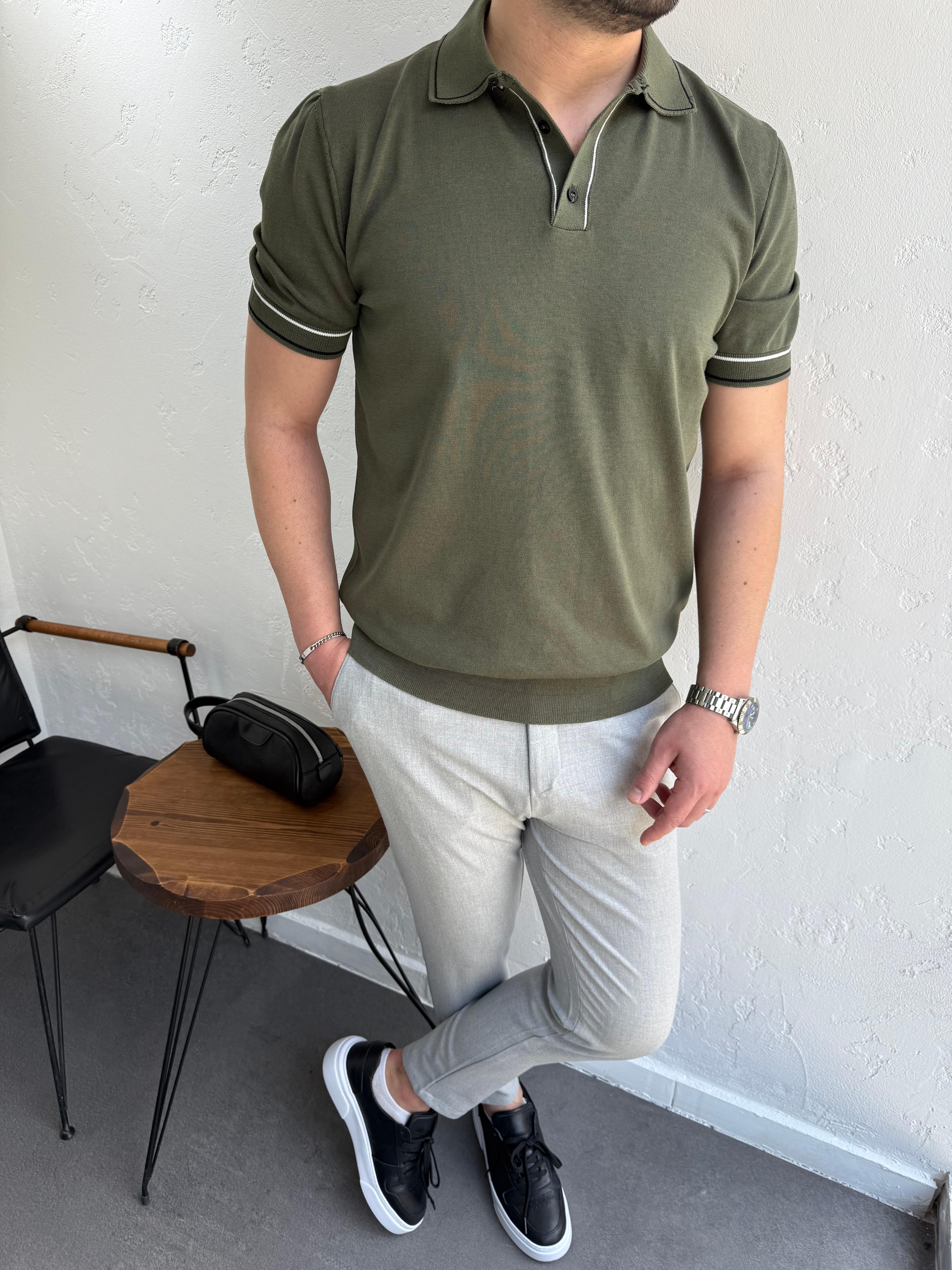 2512 Triko Polo Yaka Tshirt Haki