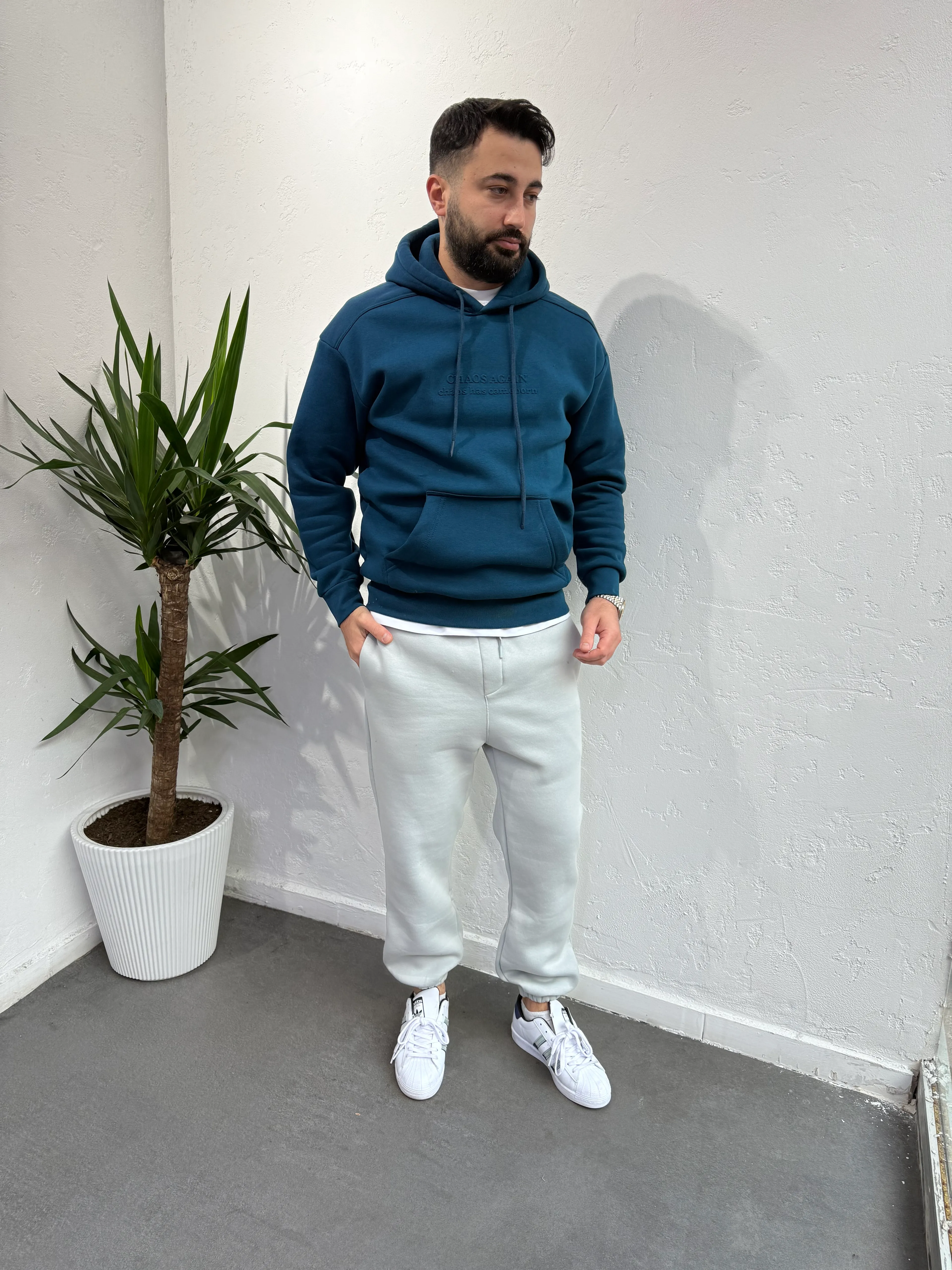 Deep Kapüşonlu Polar Mavi