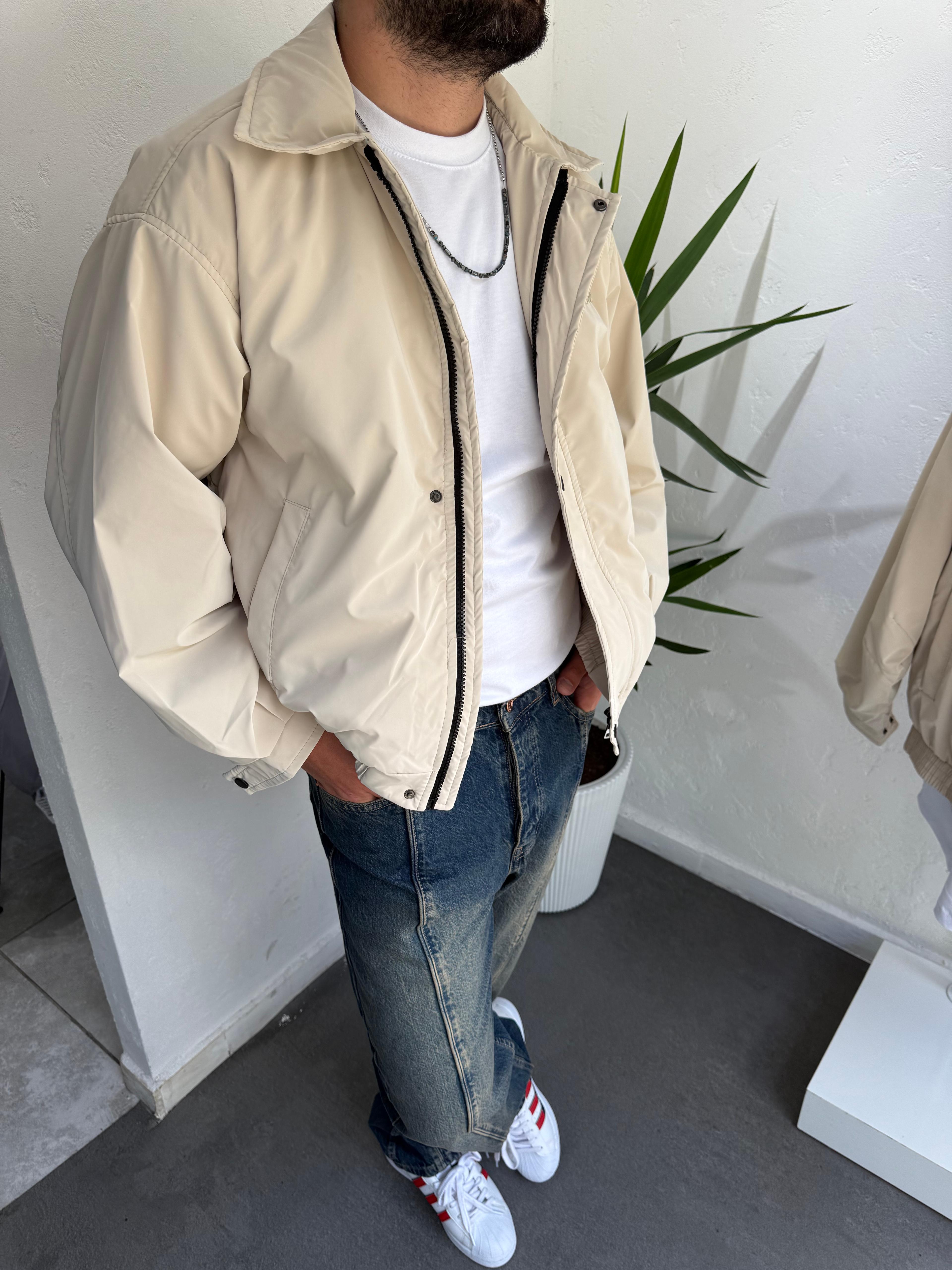 Oversize Baharlık Ceket Krem