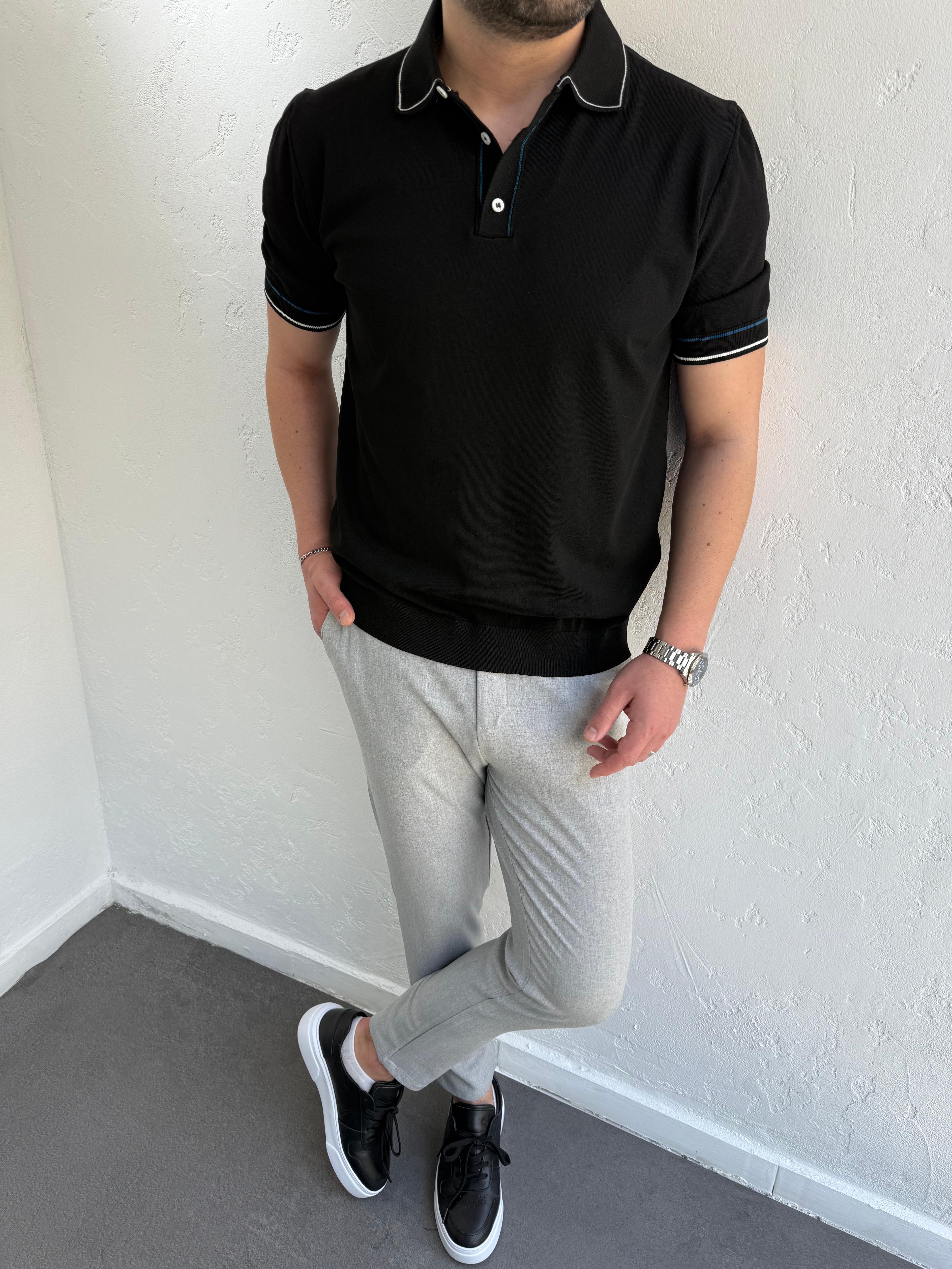 2512 Triko Polo Yaka Tshirt Siyah