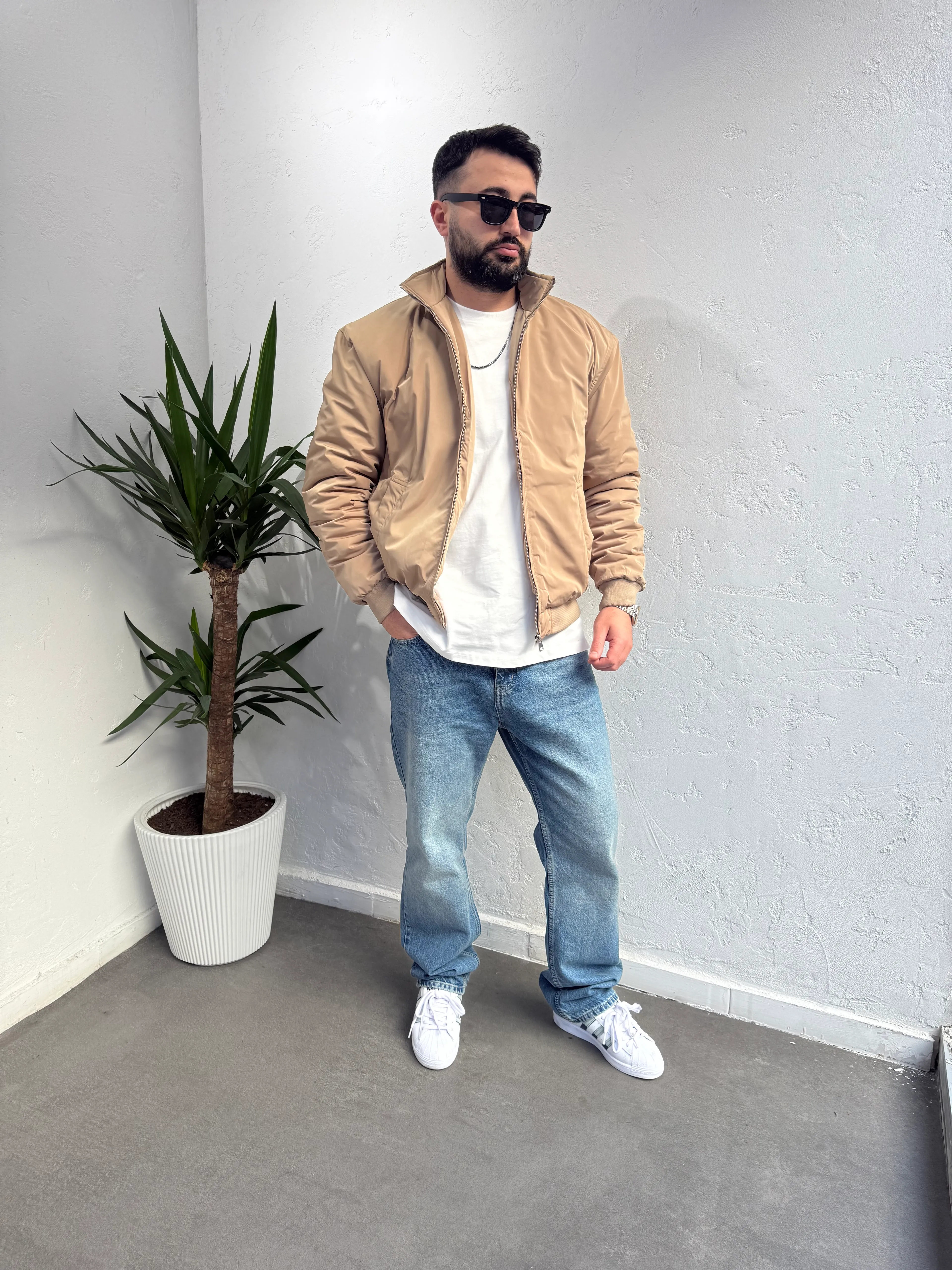 ZR Model Kadife Yaka Pilot Mont Kahverengi