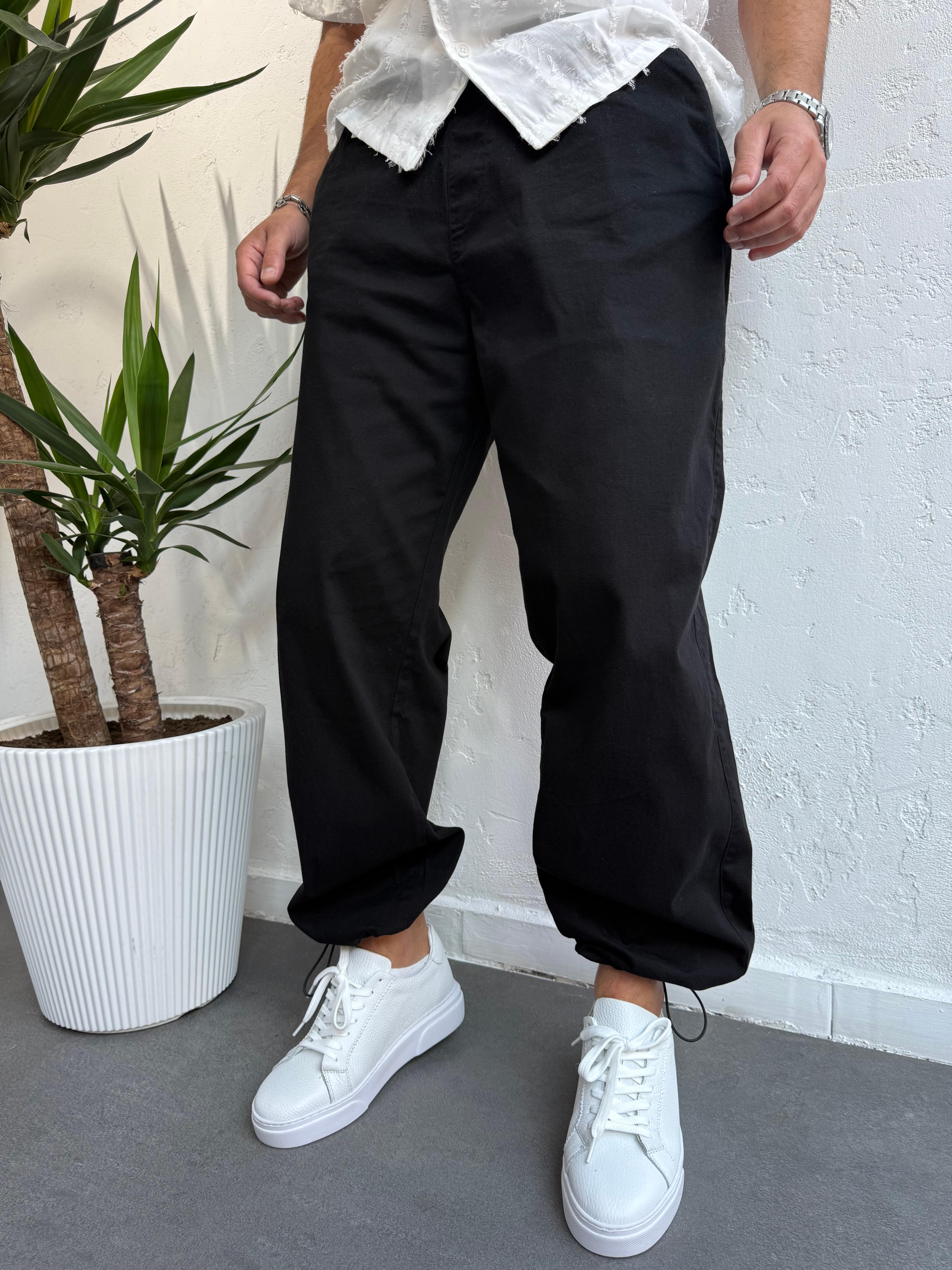 We11 Gabardin Baggy Pantolon Siyah