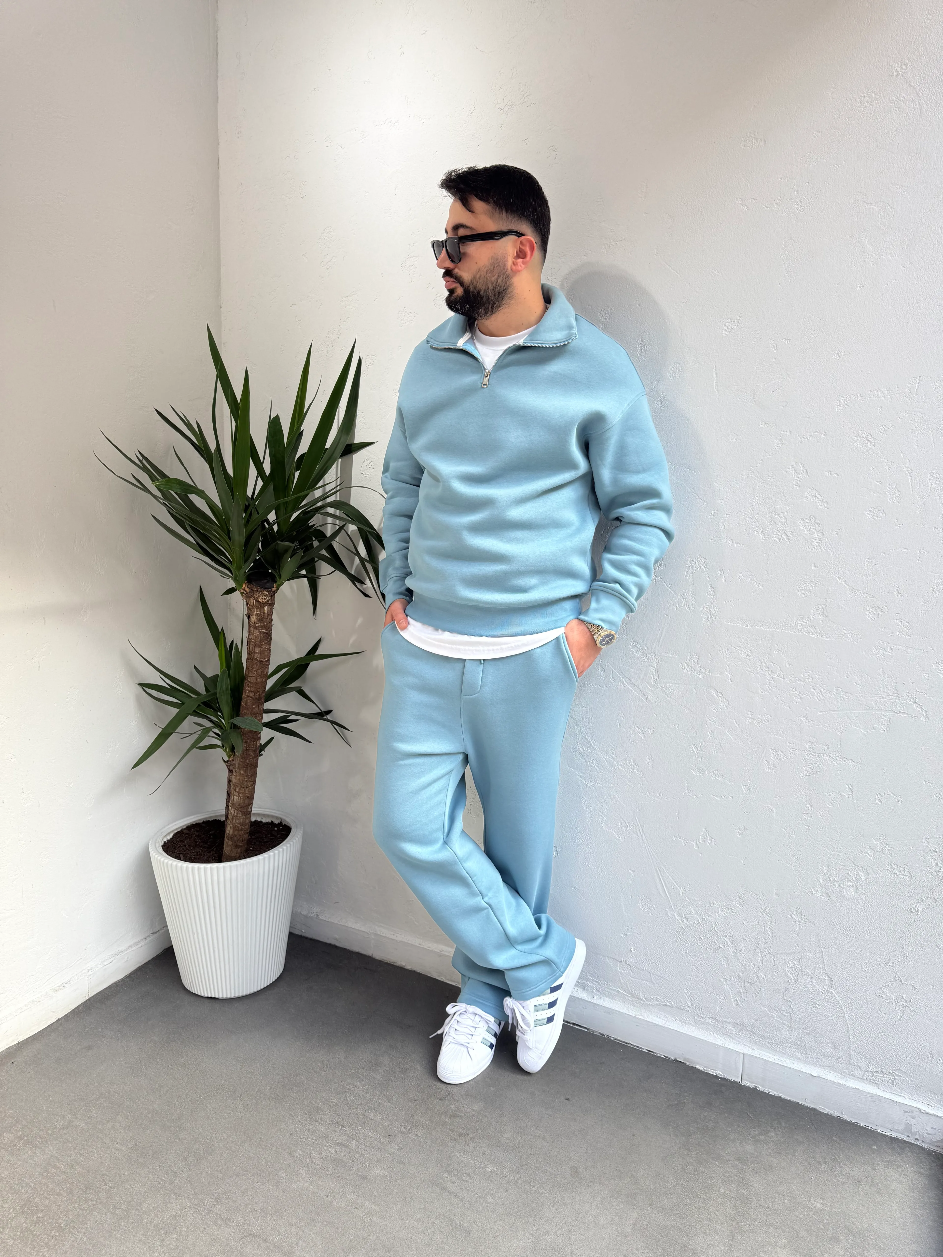 Lenasso Premium Fermuarlı Baggy Eşofman Takımı Bebe Mavisi