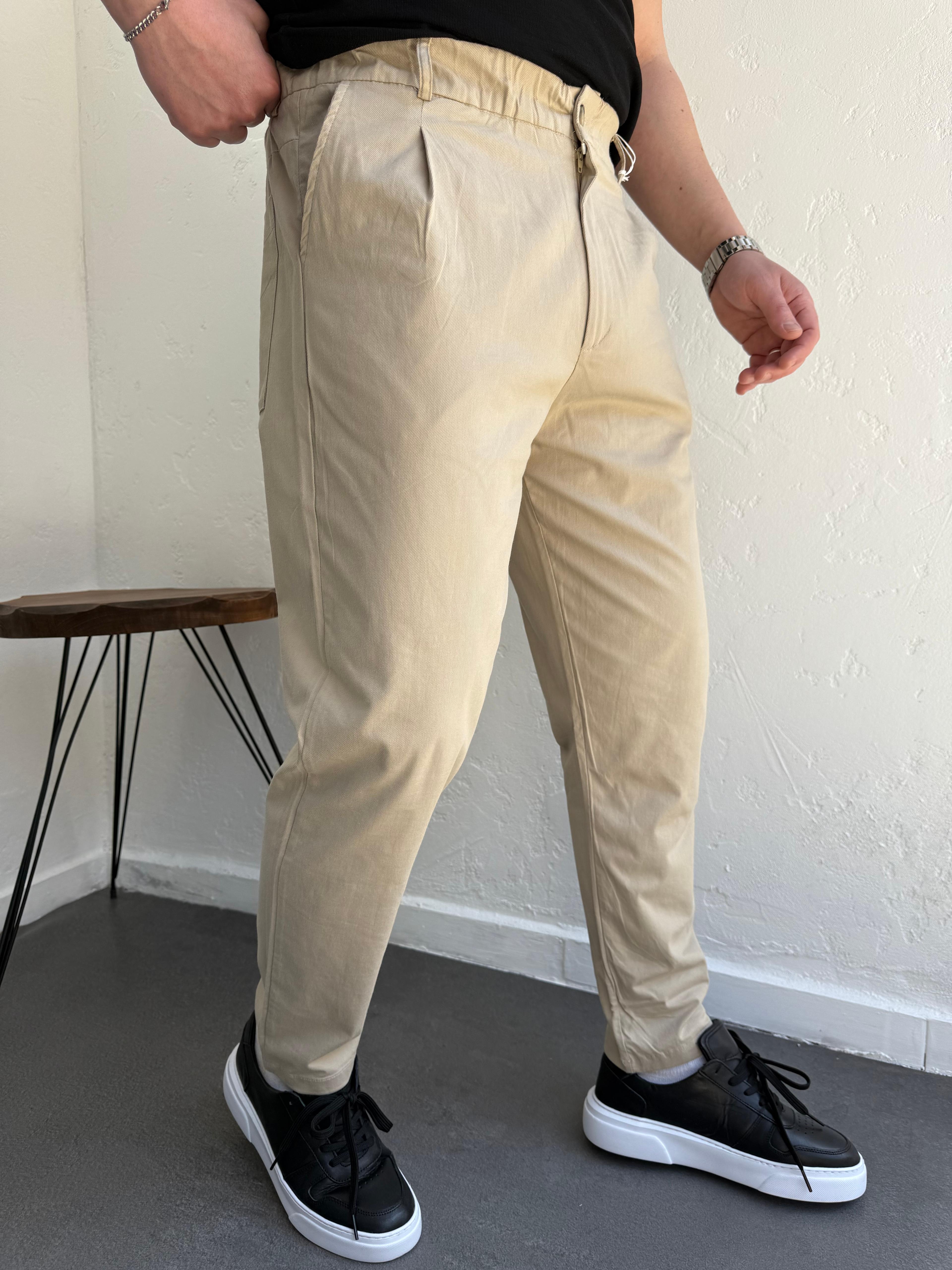We11 Pile Detaylı Jogger Pantolon Bej