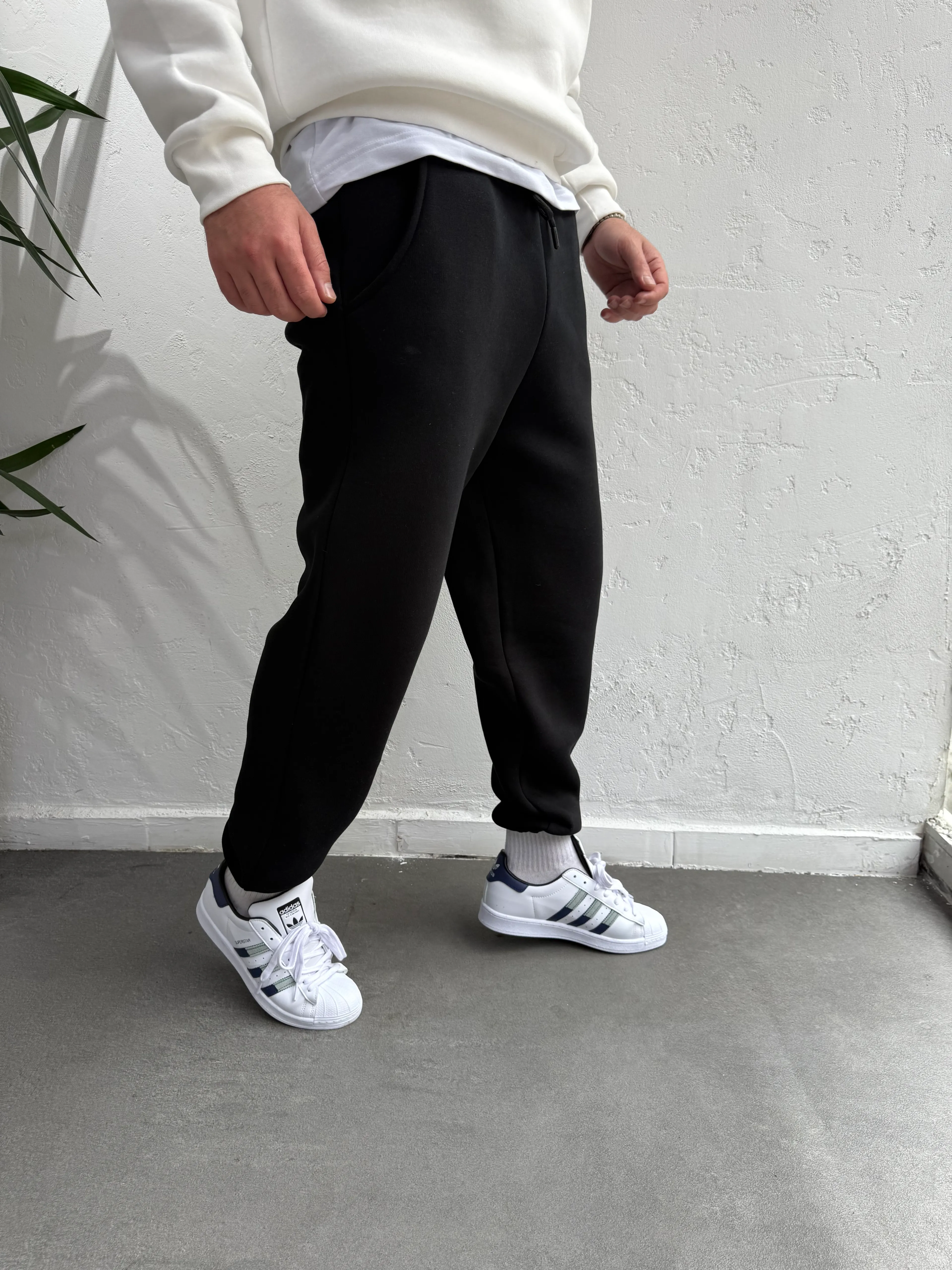 Lastik Paça Eşofman Altı Siyah