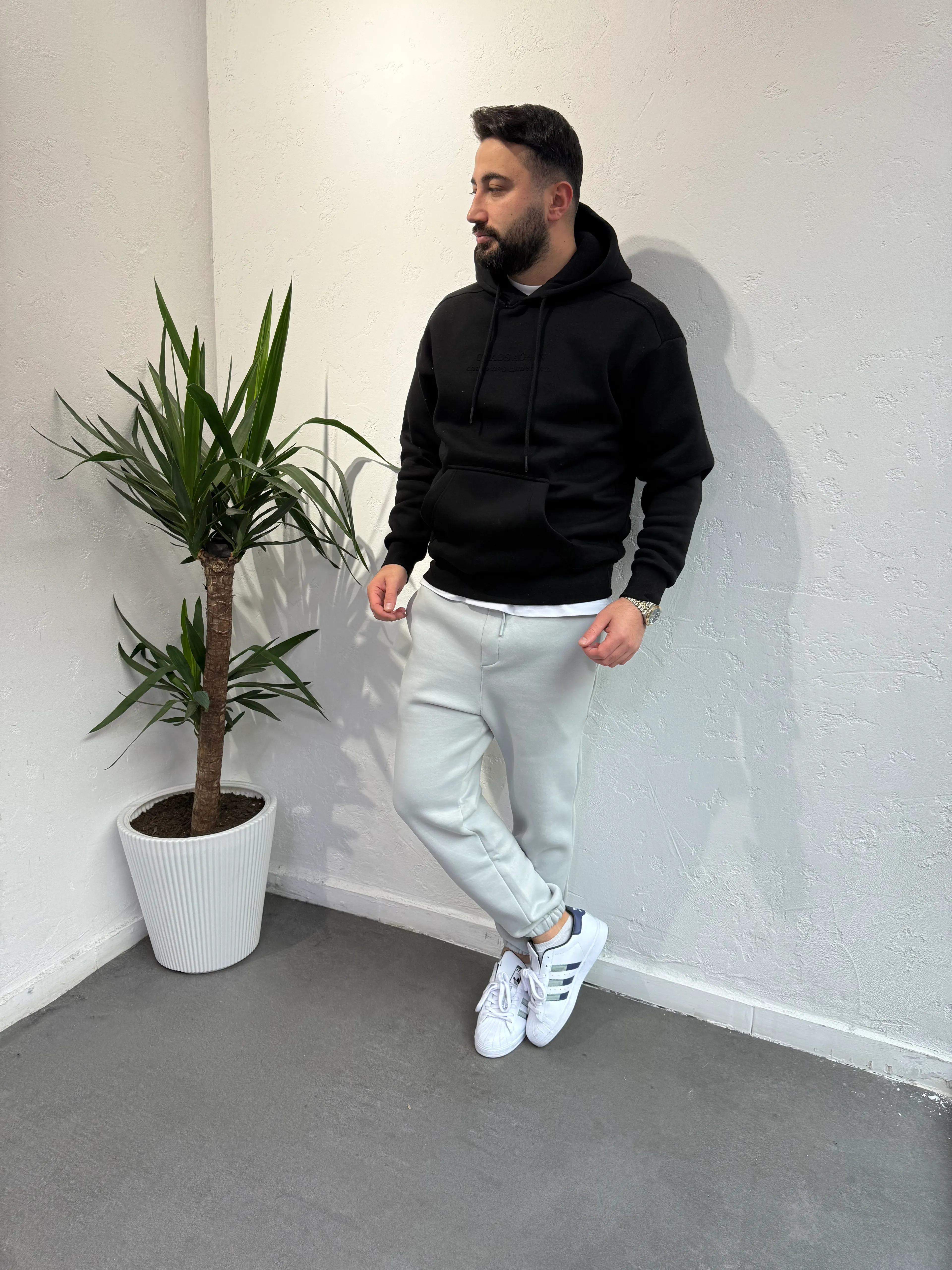 Deep Kapüşonlu Polar Siyah