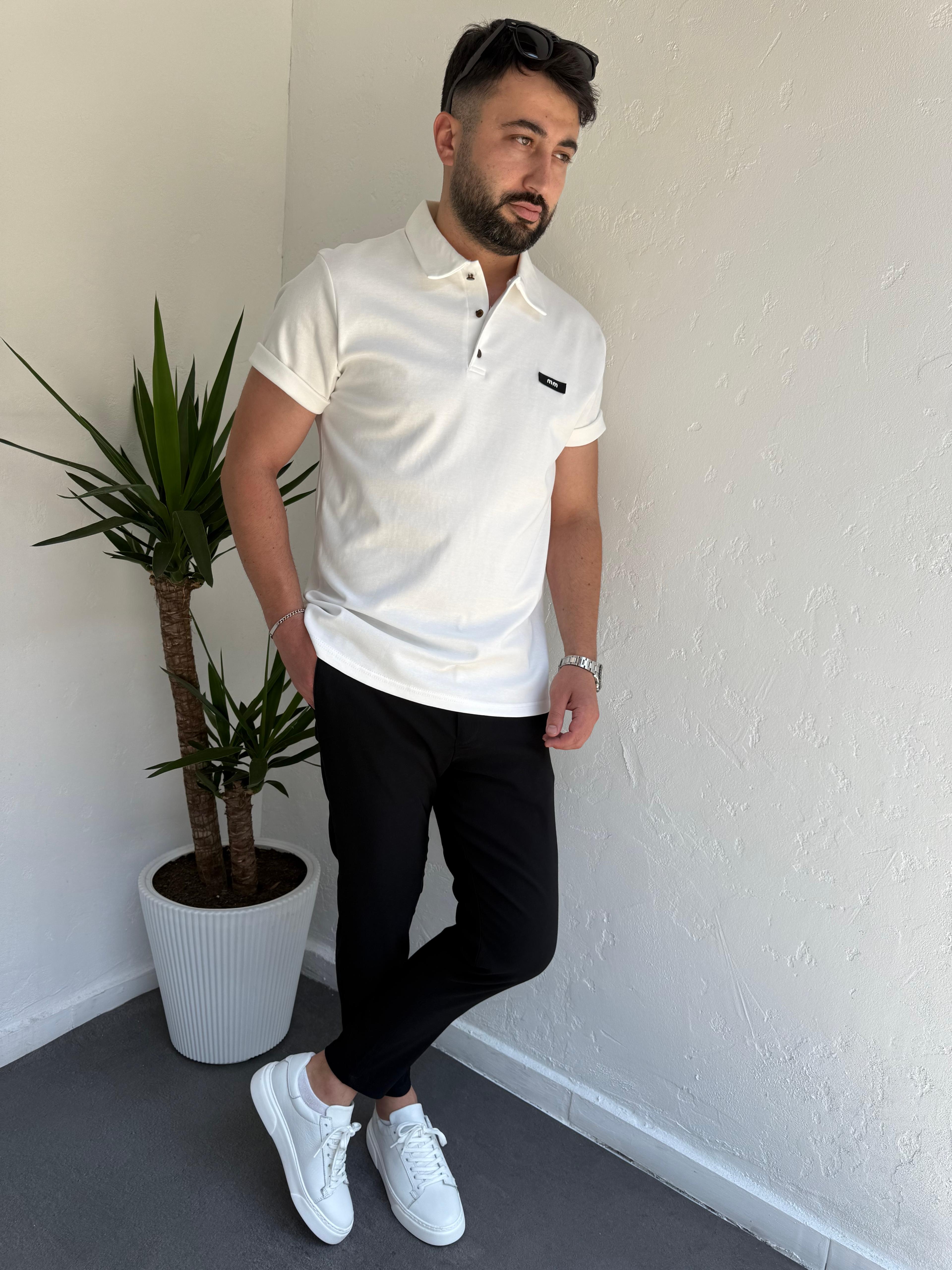 MM Polo Yaka Tshirt Beyaz